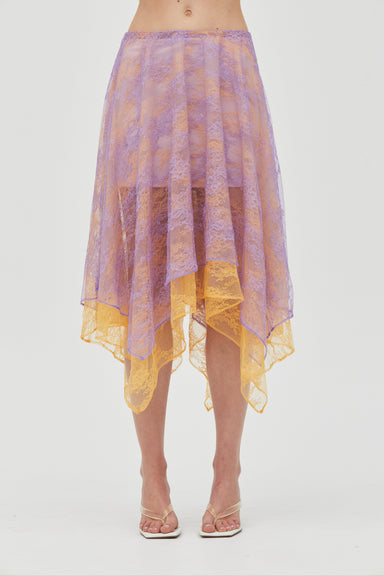 THIRD FORM REFLECT HANDKERCHIEF SKIRT | LAVENDER & MANGO