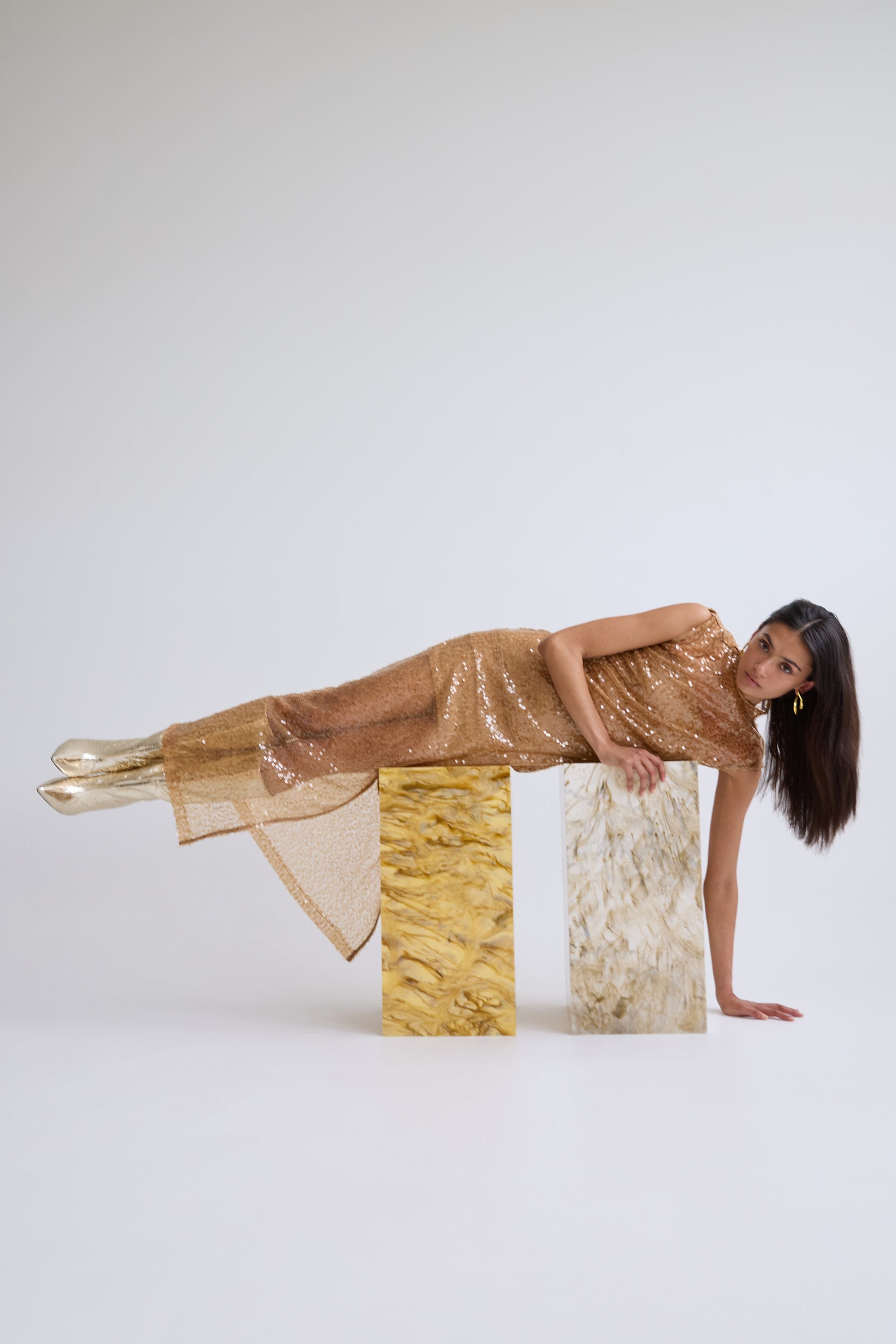 aje reflection sequin maxi dress REFLECTION SEQUIN MAXI DRESS | HONEY | THIRD FORM | Women's Australian Fashion THIRD FORM