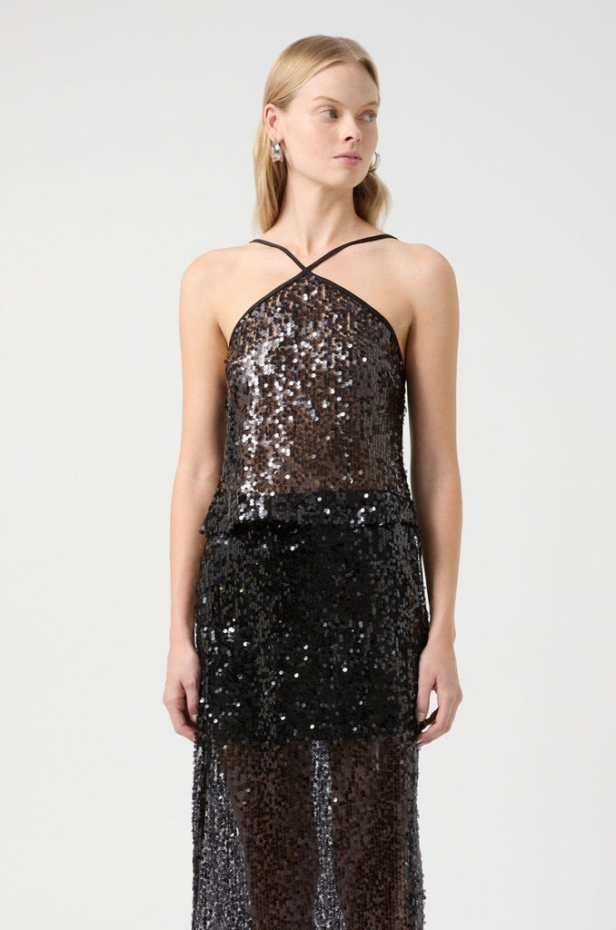 princess polly baby blue dress Black V Neck Cap Sleeve Sequin Dress