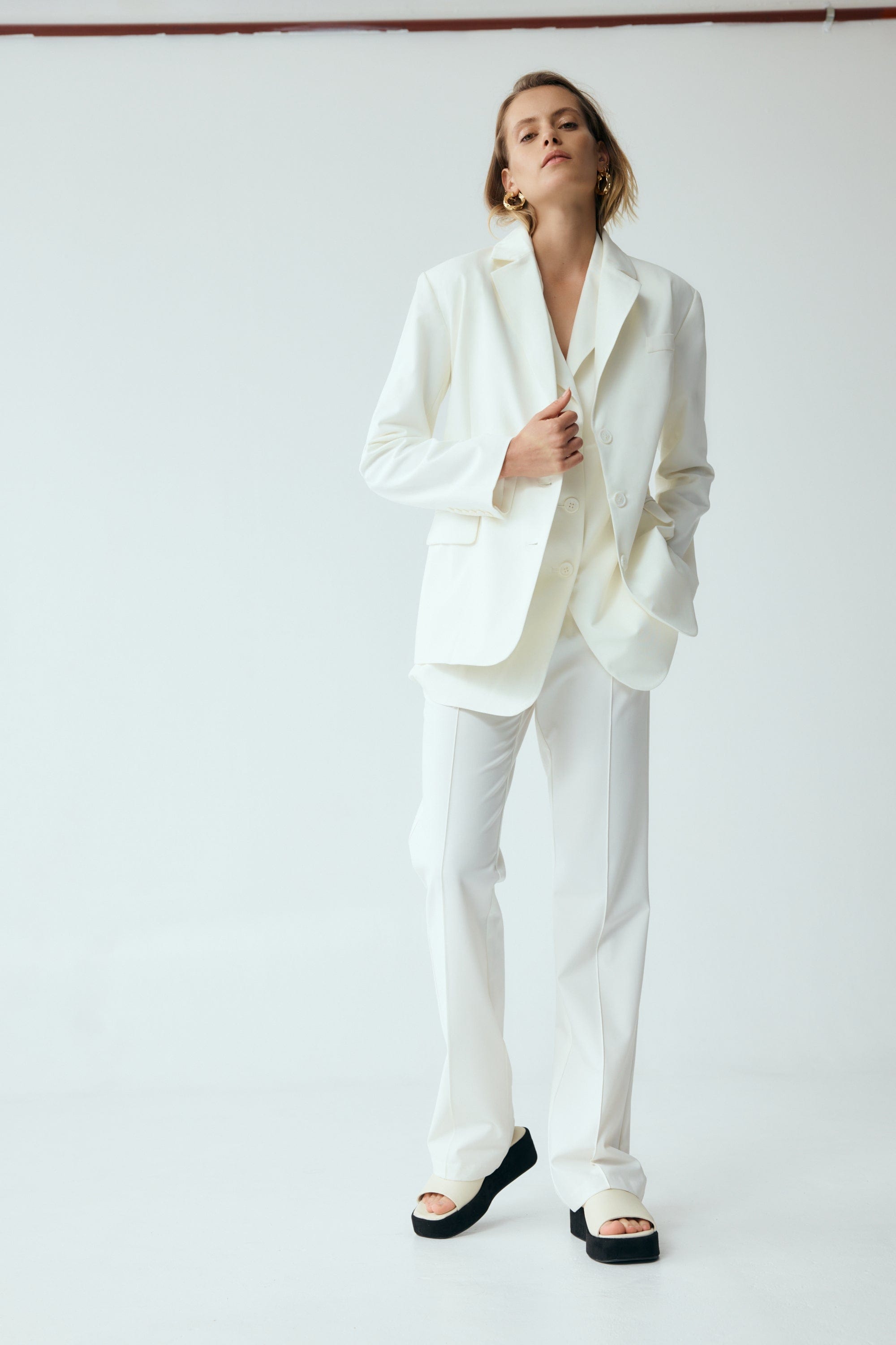 RESET TAILORED BLAZER, OFF WHITE, THIRD FORM, Women's Fashion on Sale