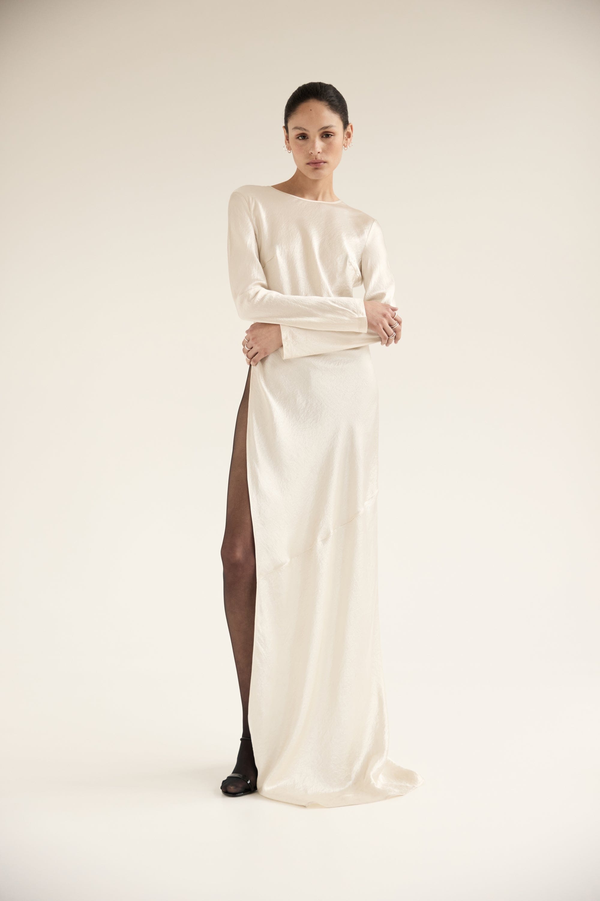 REVERY HIGH SPLIT LONG SLEEVE DRESS | CREAM | THIRD FORM | Women's Australian Fashion THIRD FORM - International REVERY HIGH SPLIT LONG SLEEVE DRESS | CREAM | THIRD FORM | Women's Australian Fashion THIRD FORM - International