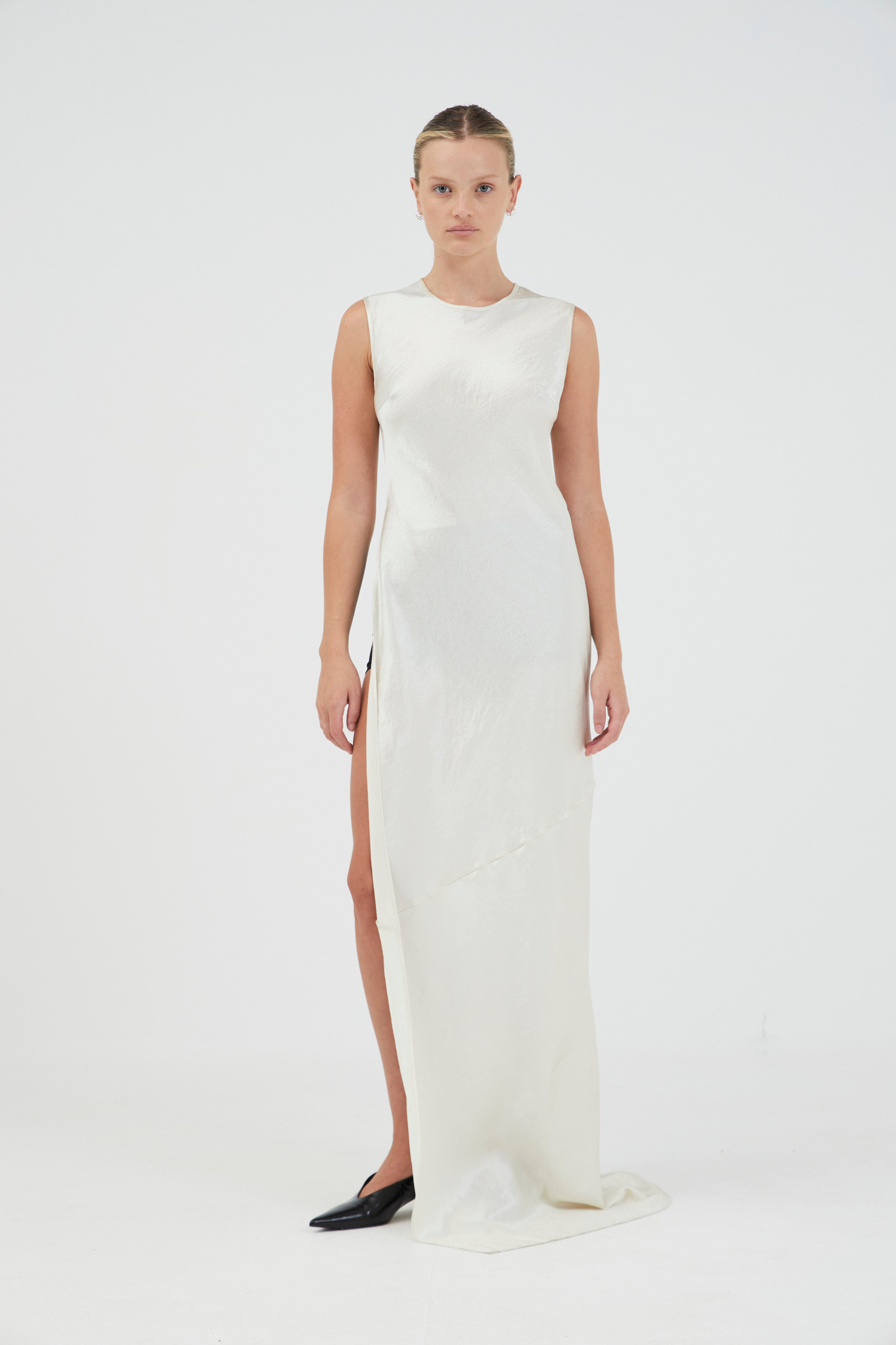 REVERY HIGH SPLIT TANK DRESS | CREAM | THIRD FORM | Women's Australian Fashion THIRD FORM - International REVERY HIGH SPLIT TANK DRESS | CREAM | THIRD FORM | Women's Australian Fashion THIRD FORM - International