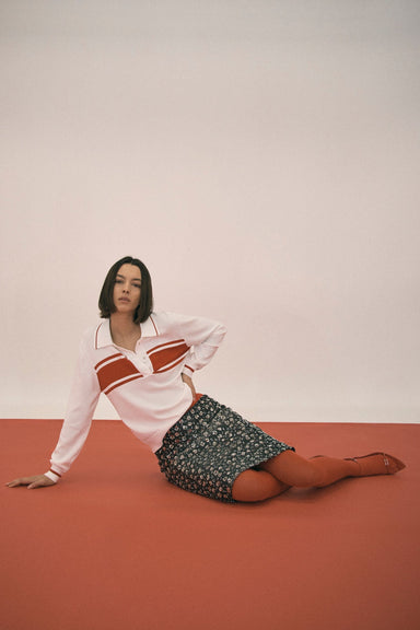 THIRD FORM REWIND KNIT LONG SLEEVE POLO | CHERRY TOMATO