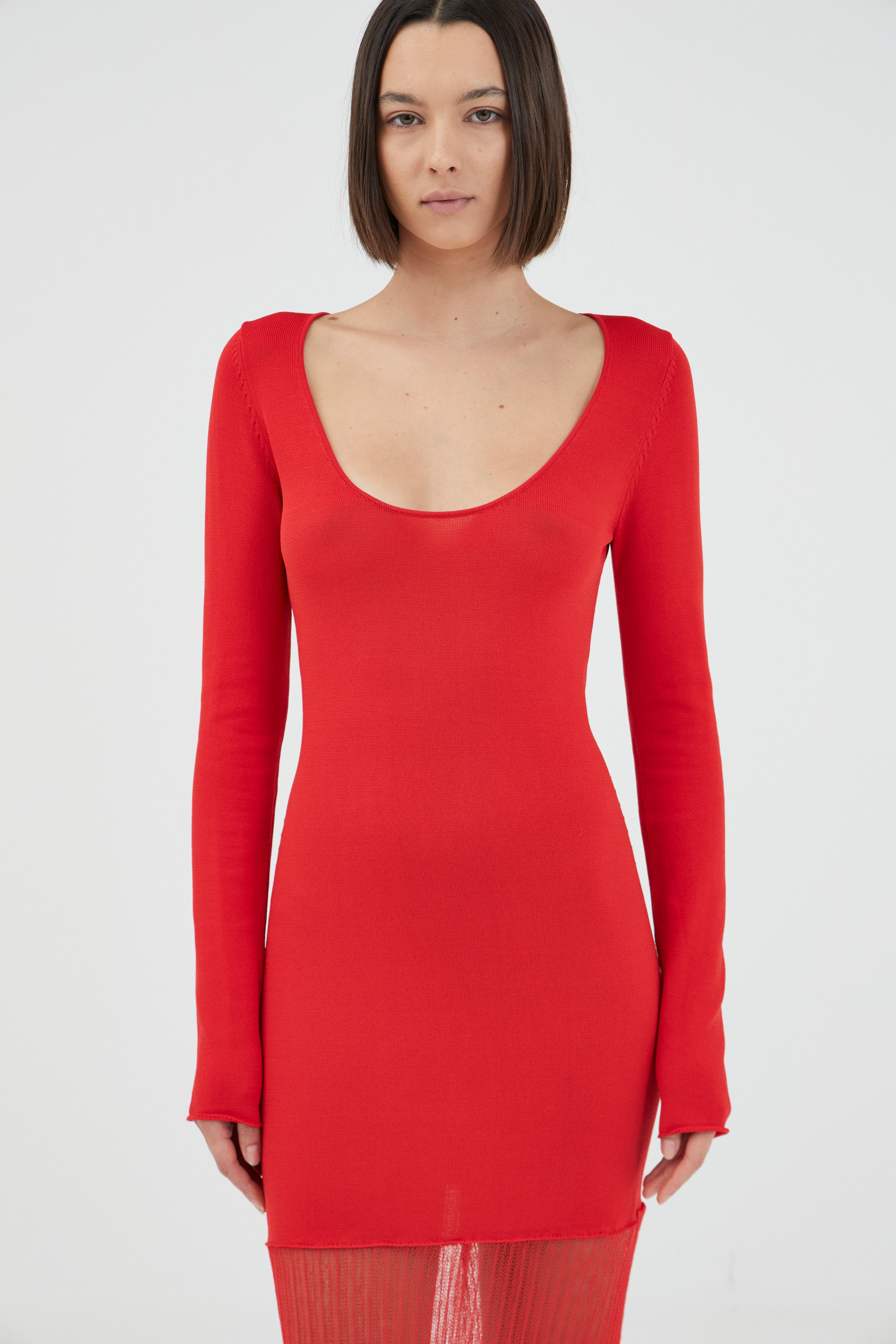 cherry knit dress Andreeva CHERRY KNIT DRESS WITH REAL OSTRICH FEATHER DETAILS