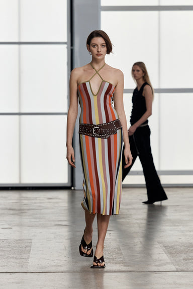 THIRD FORM RHYTHM KNIT STRAPLESS MIDI | MIRAGE STRIPE