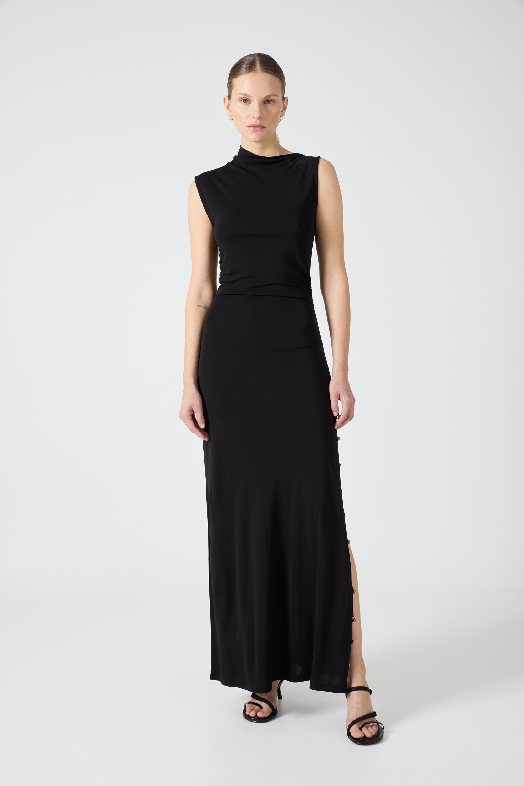 formal maxi dress australia Asymmetrical Ruched Slit Maxi Dress