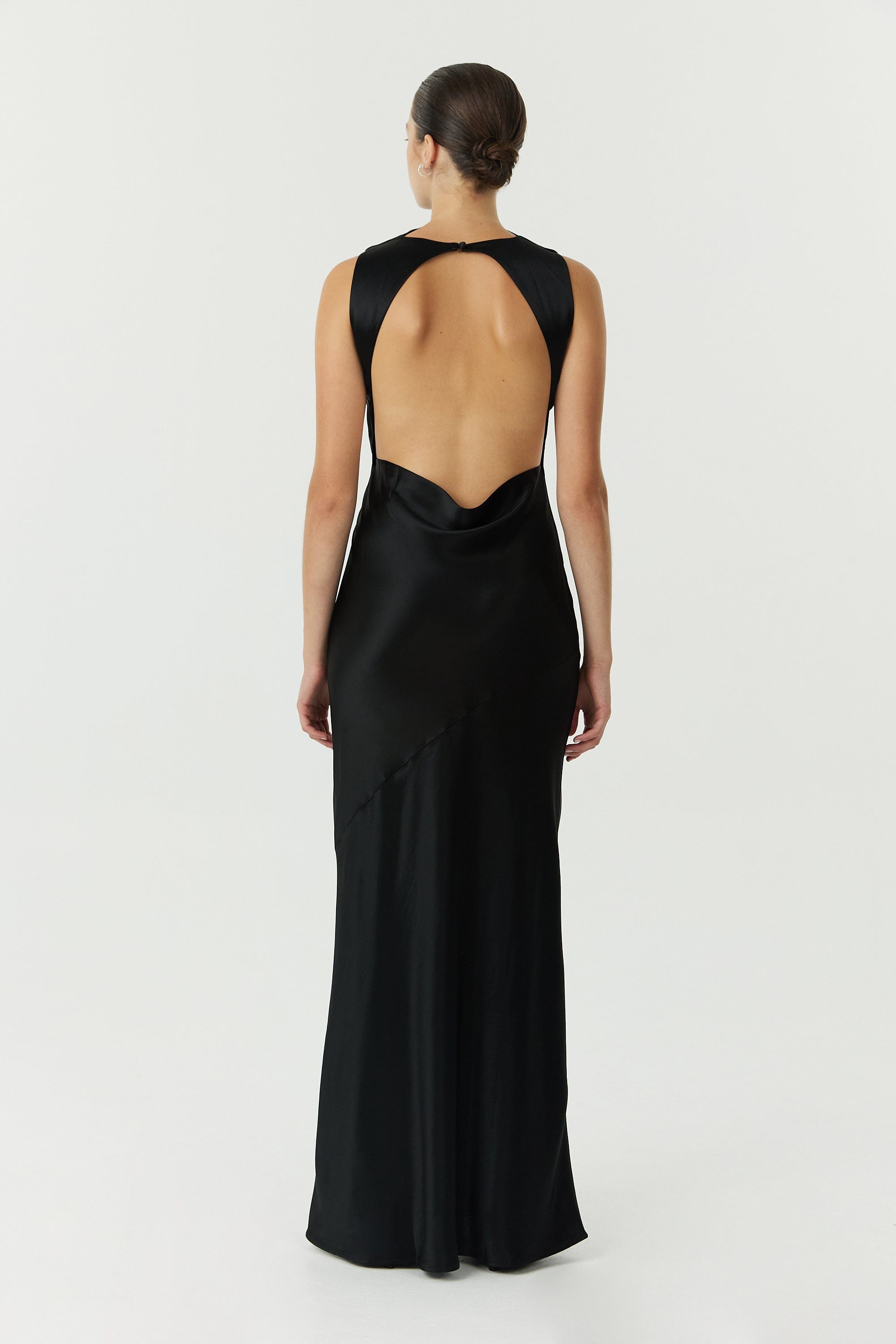 SATIN BIAS COWL BACK MAXI | BLACK THIRD FORM - International SATIN BIAS COWL BACK MAXI | BLACK THIRD FORM - International