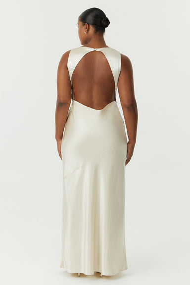 rhythm satin cross back dress Shona Joy La Lune Plunged Cross Back Maxi Dress in Black