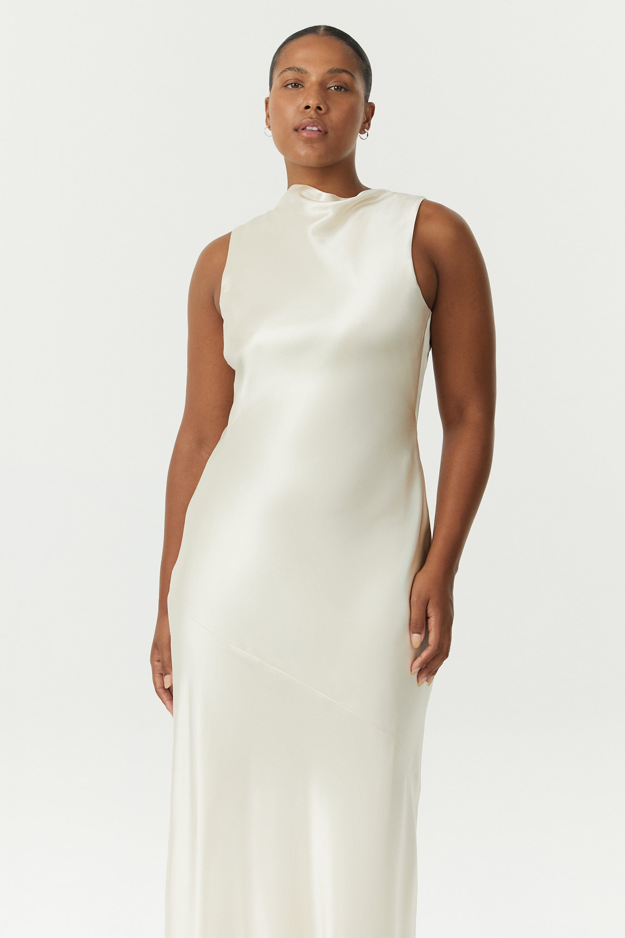 SATIN BIAS COWL BACK MAXI | BUTTERCREAM THIRD FORM - International SATIN BIAS COWL BACK MAXI | BUTTERCREAM THIRD FORM - International