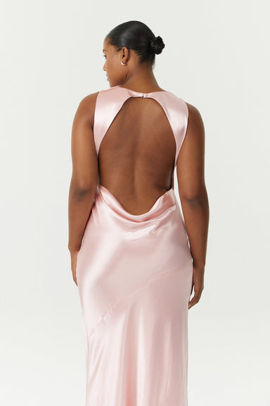 third form satin tie back dress SATIN TIE BACK STRAPLESS MAXI | POWDER WHITE THIRD FORM