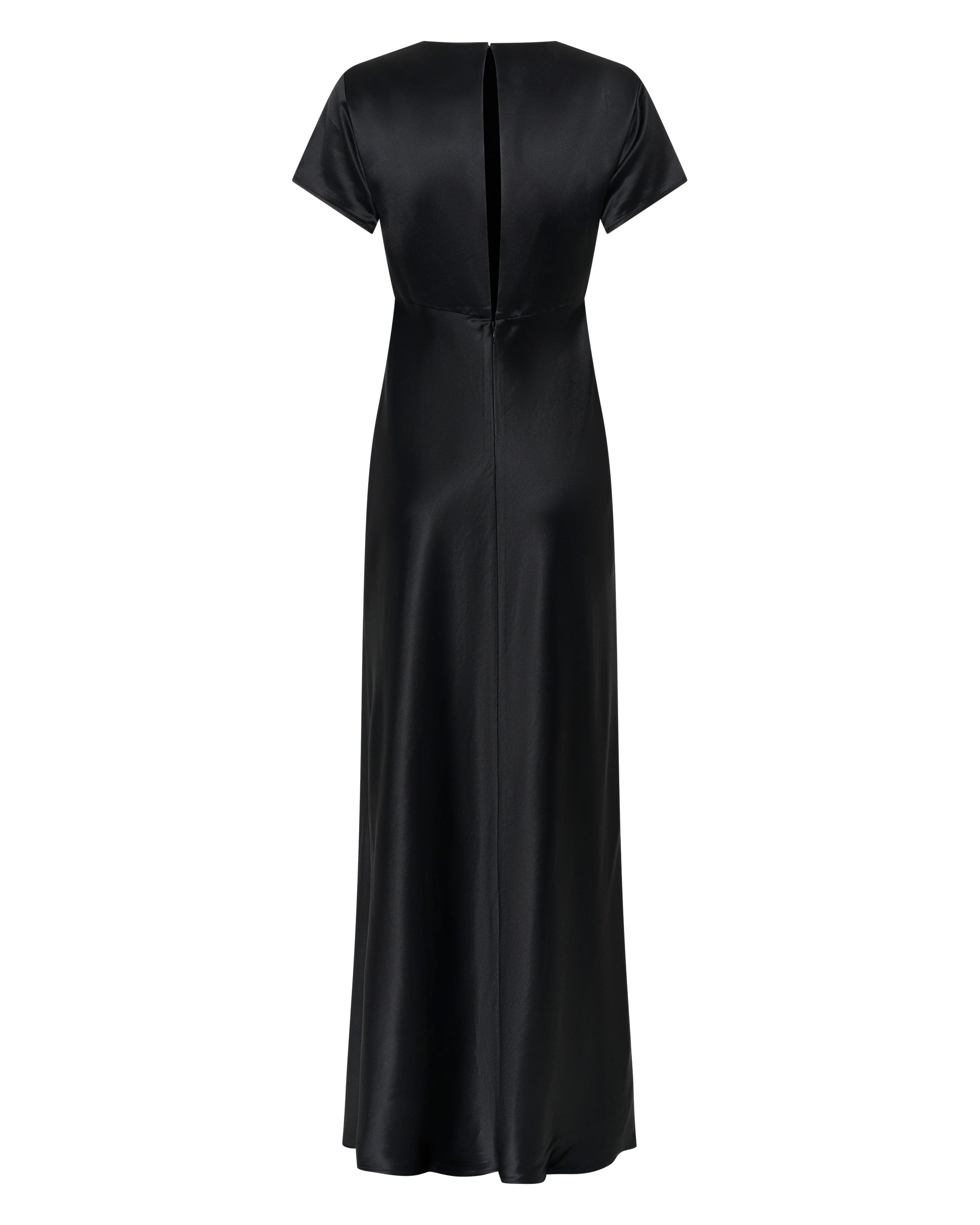 SATIN BIAS MAXI TEE DRESS | BLACK THIRD FORM - International SATIN BIAS MAXI TEE DRESS | BLACK THIRD FORM - International