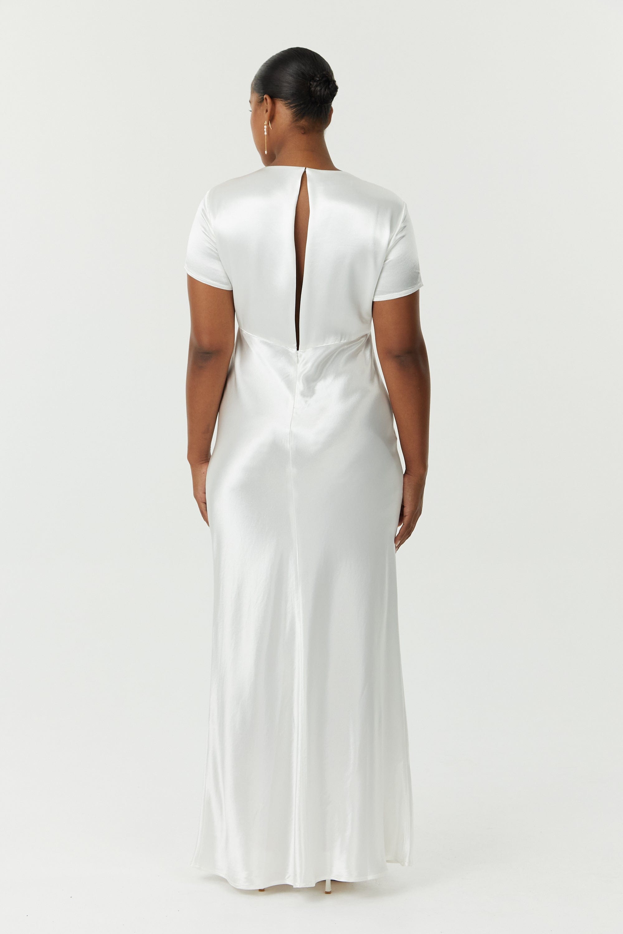 SATIN BIAS MAXI TEE DRESS | POWDER WHITE — THIRD FORM SATIN BIAS MAXI TEE DRESS | POWDER WHITE — THIRD FORM
