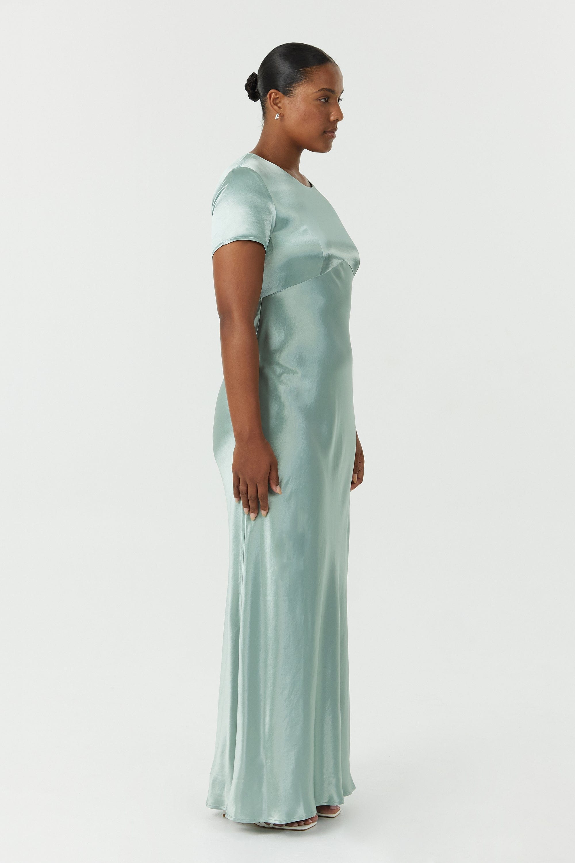 SATIN BIAS MAXI TEE DRESS | WAVE THIRD FORM - International SATIN BIAS MAXI TEE DRESS | WAVE THIRD FORM - International