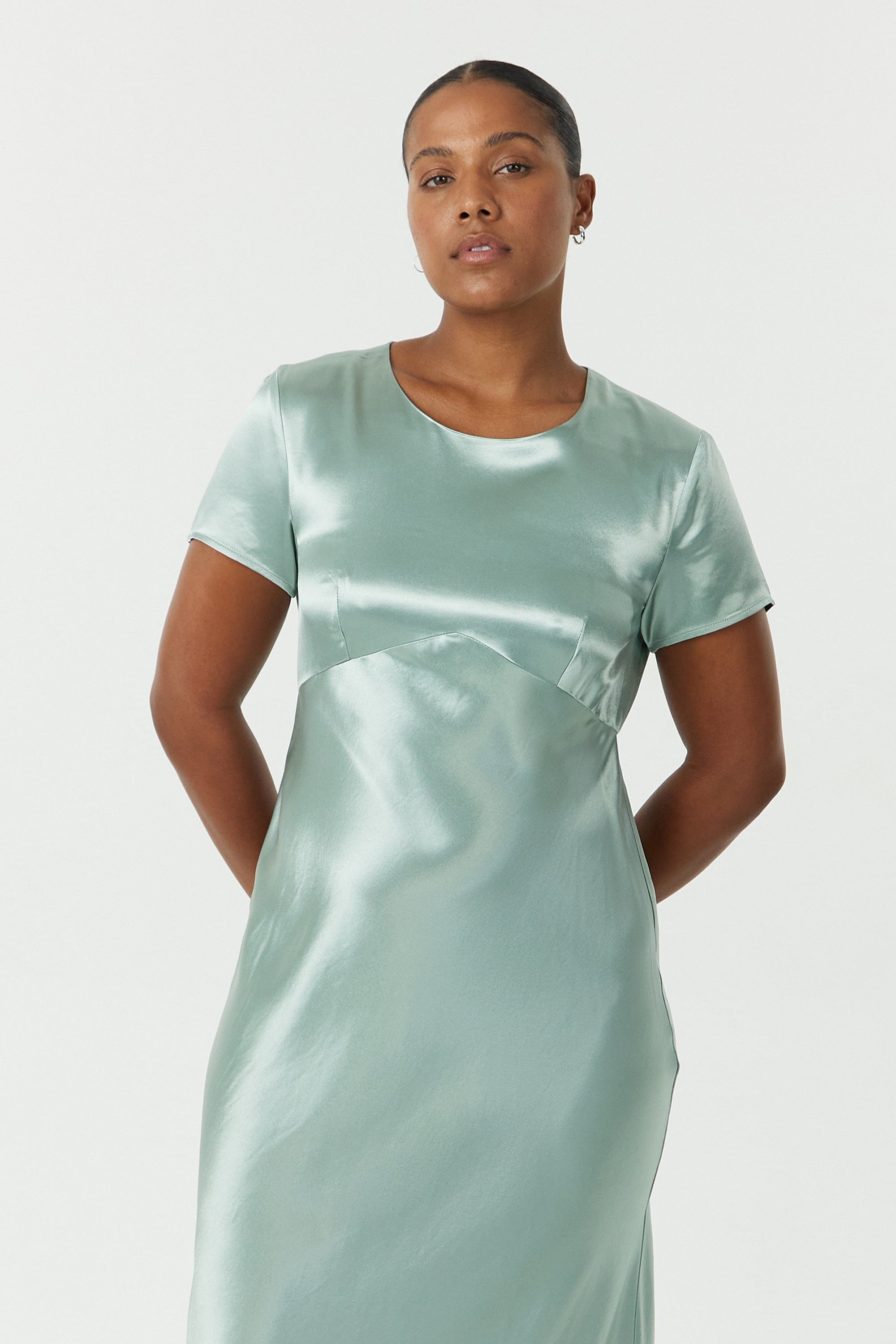 tee dress maxi SATIN BIAS MAXI TEE DRESS | WAVE — THIRD FORM