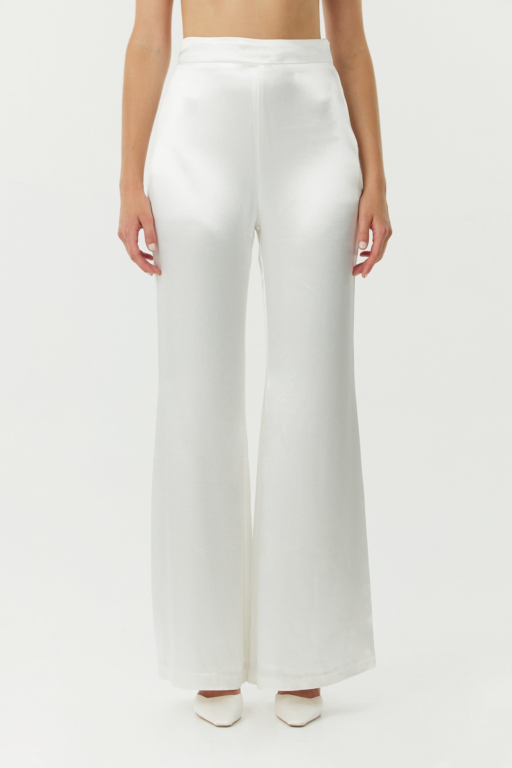SATIN FLARE TROUSER | POWDER WHITE | Third Form | Women's Fashion on Sale | Shop Bridal Now THIRD FORM - International SATIN FLARE TROUSER | POWDER WHITE | Third Form | Women's Fashion on Sale | Shop Bridal Now THIRD FORM - International