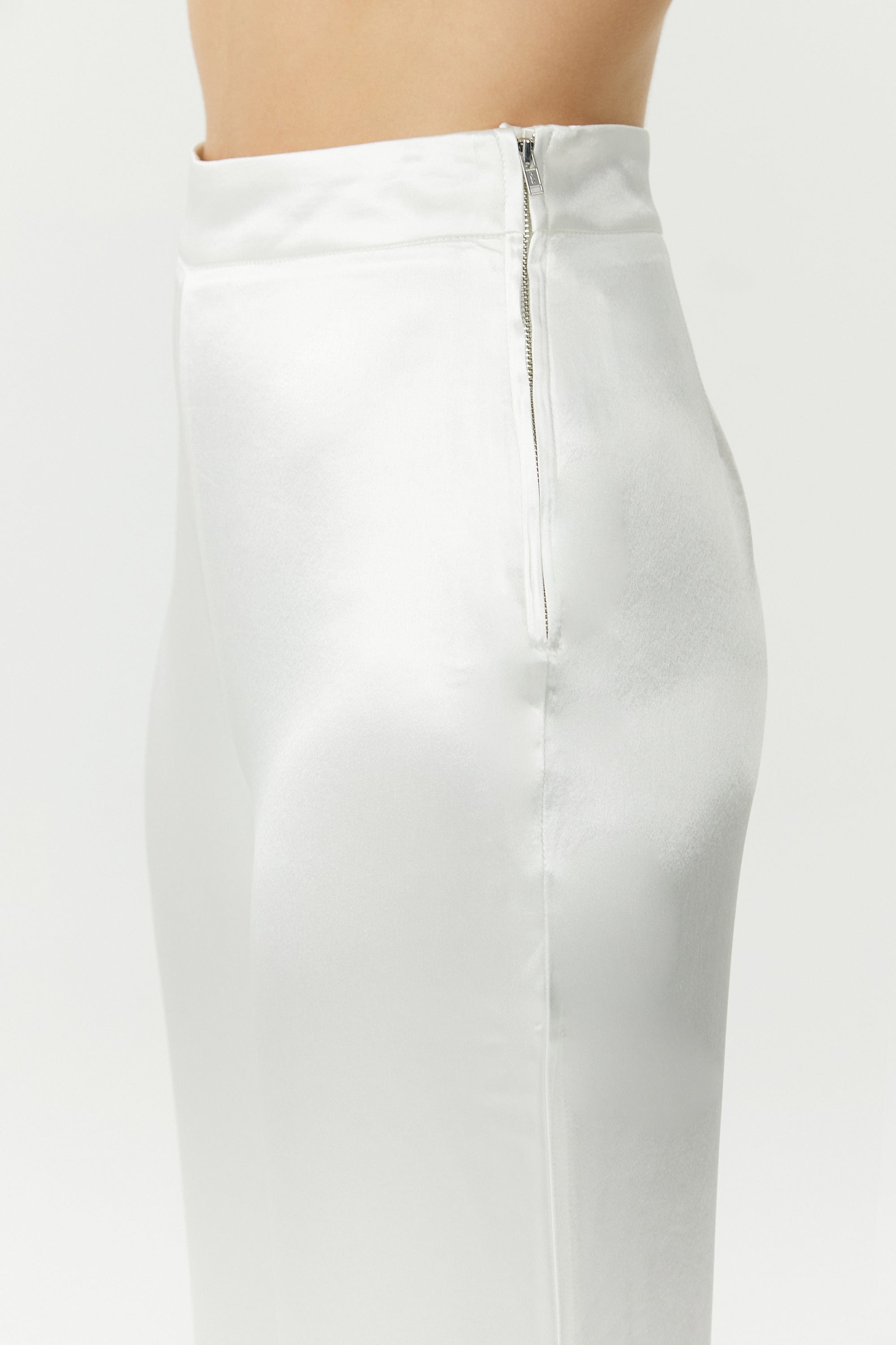 white satin dress pants White Signature Satin Trousers