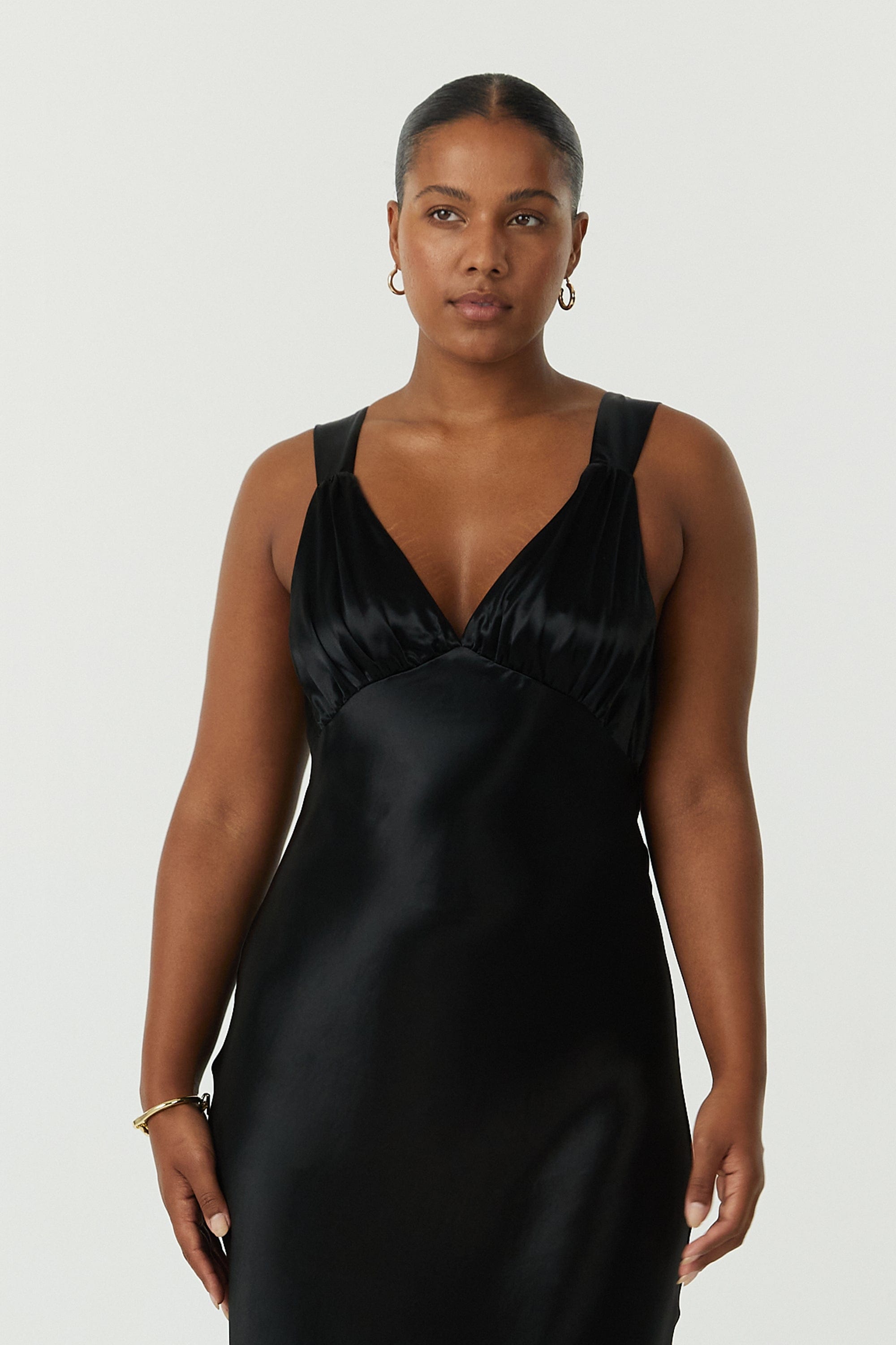 bra to wear under satin dress SATIN GATHER BRA BIAS SLIP | BLACK THIRD FORM