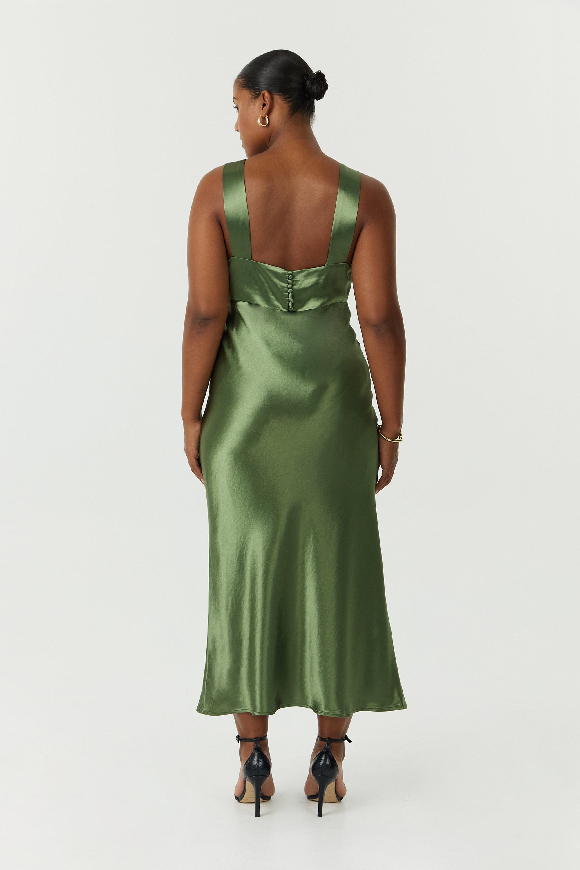 bra for satin dress GRACE SILK-SATIN MIDI DRESS, LACE BRA