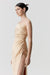 THIRD FORM SATIN GATHER ONE SHOULDER DRESS | SAND