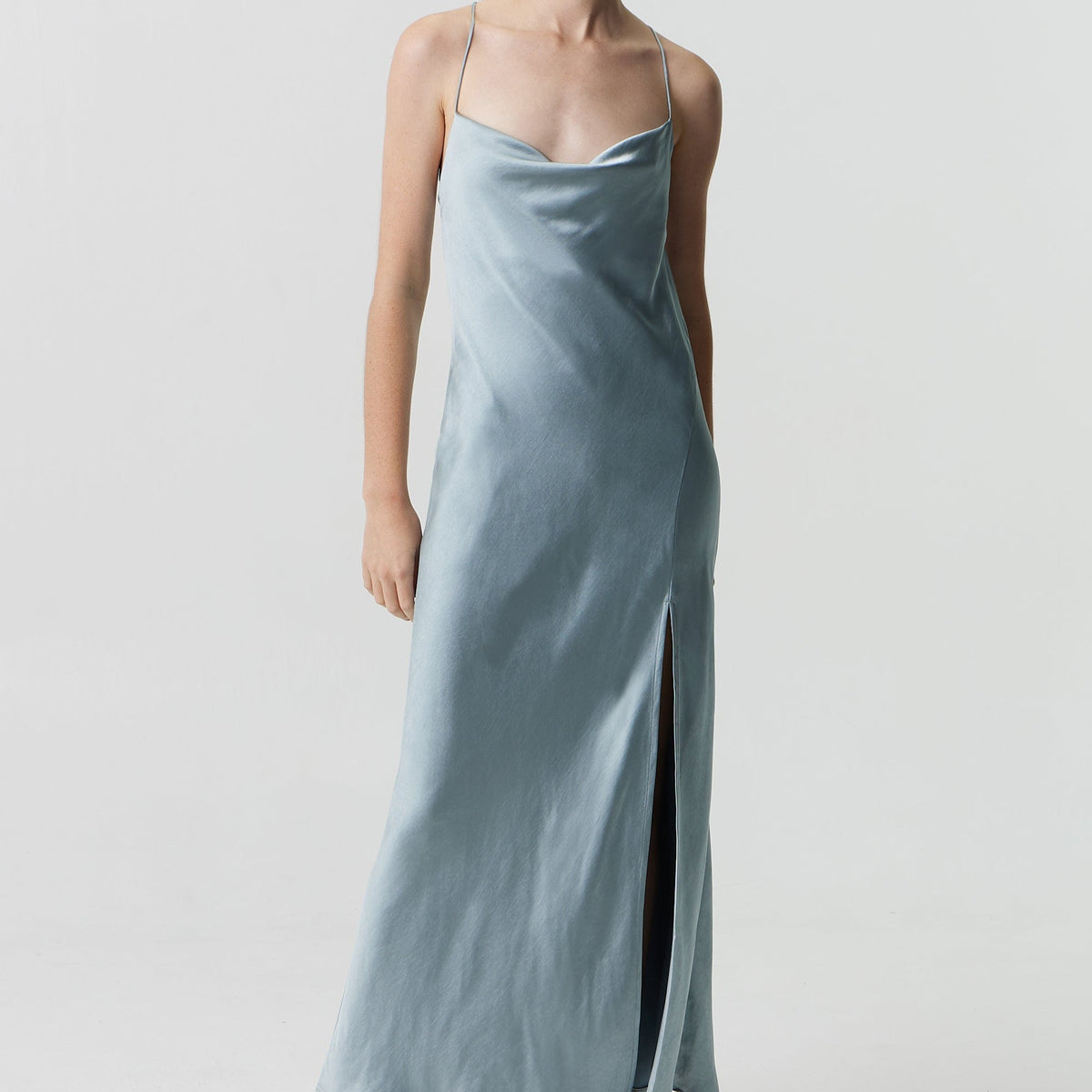 SATIN SPLIT SLIP MAXI DRESS | WAVE  THIRD FORM - International