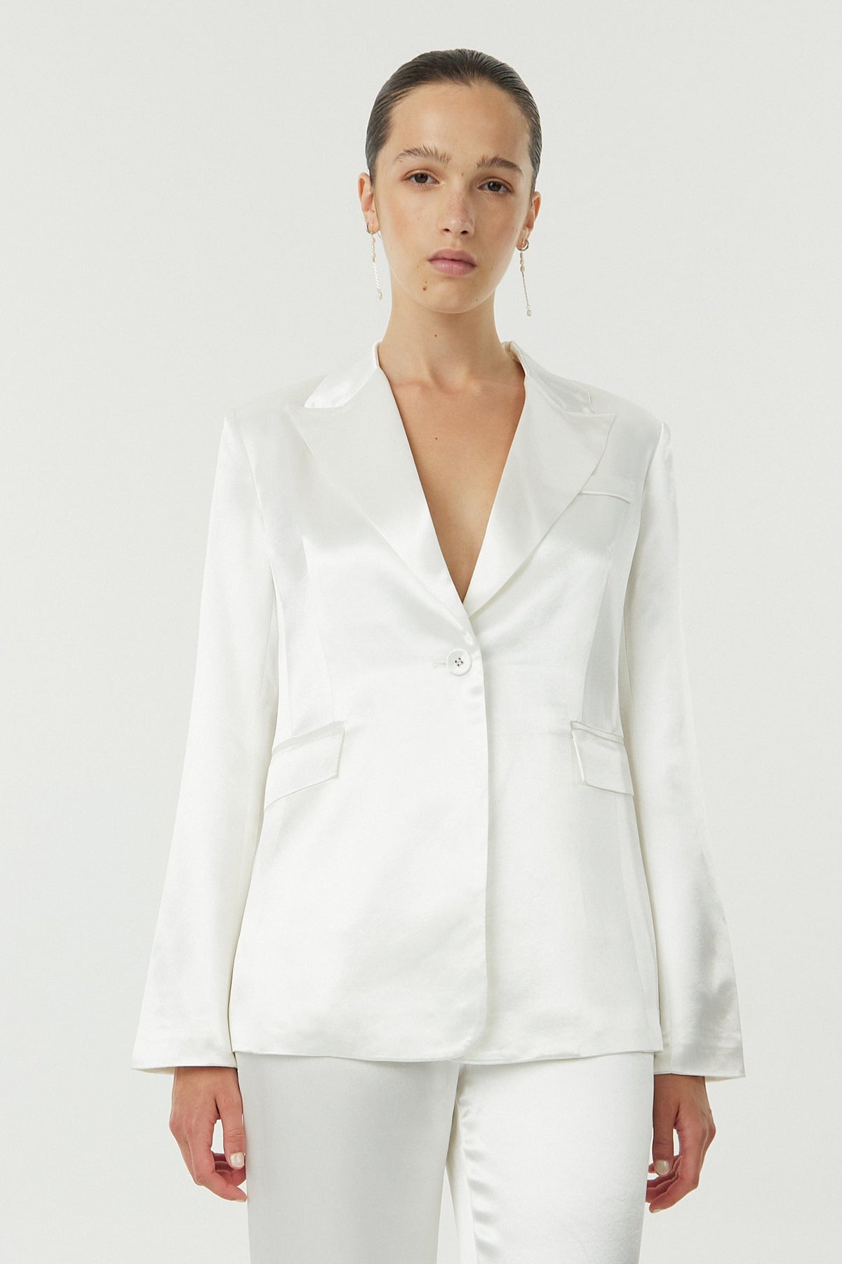 white satin blazer dress Glittering Mesh Sleeve Blazer Dress