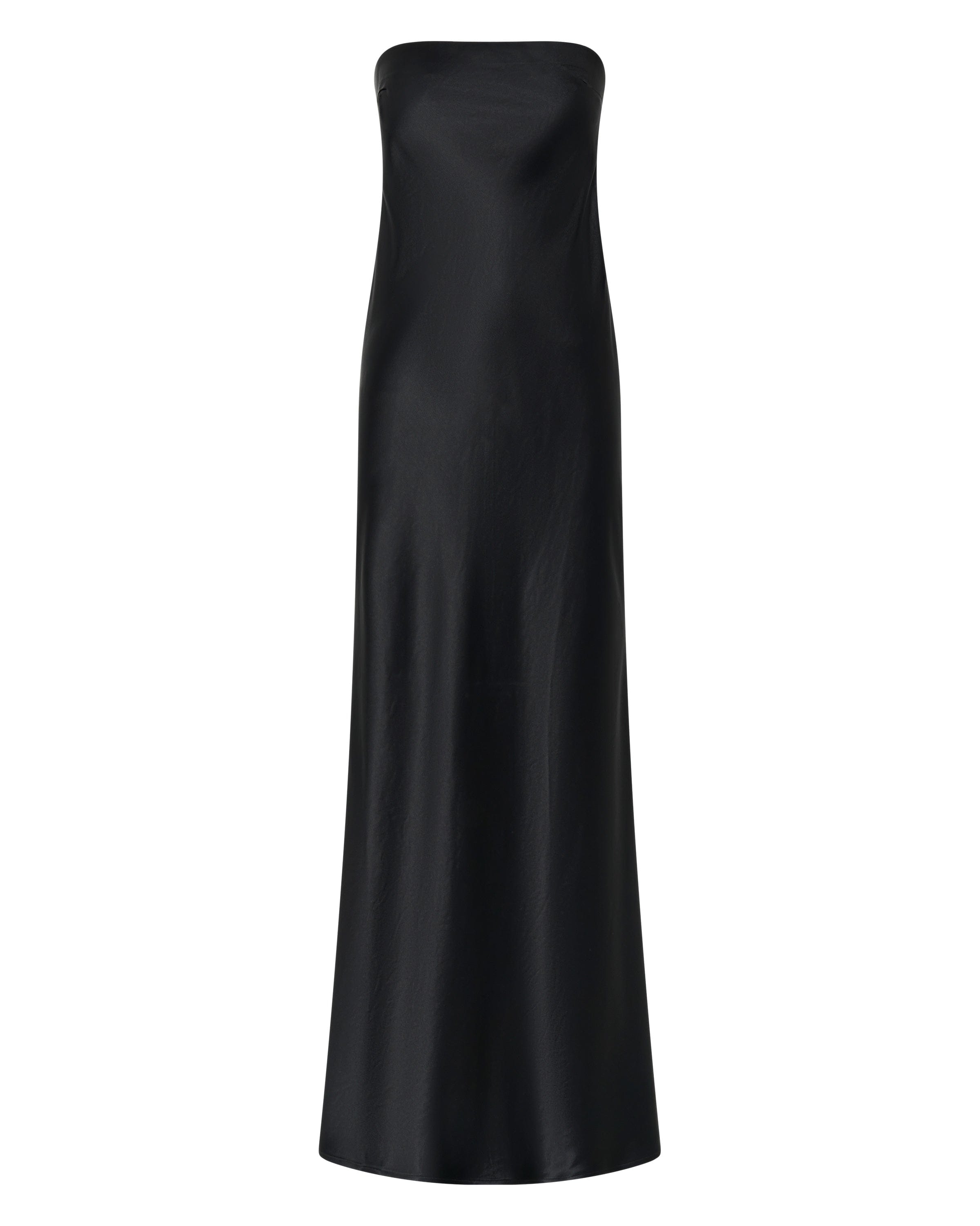 SATIN TIE BACK STRAPLESS MAXI | BLACK THIRD FORM - International SATIN TIE BACK STRAPLESS MAXI | BLACK THIRD FORM - International