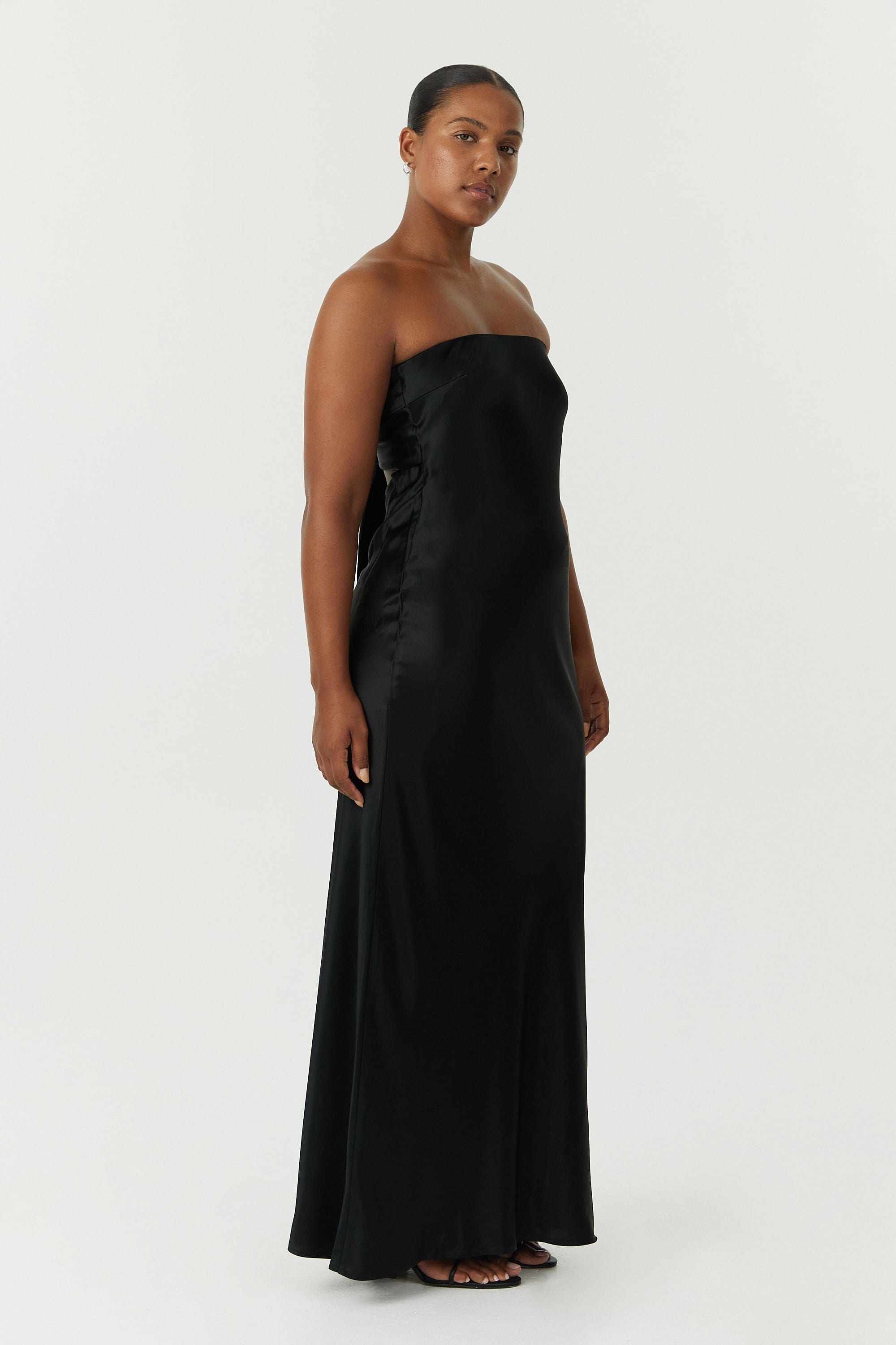 black silk tie dress Harper Tie Front Maxi Shirt Dress Black Weathercloth