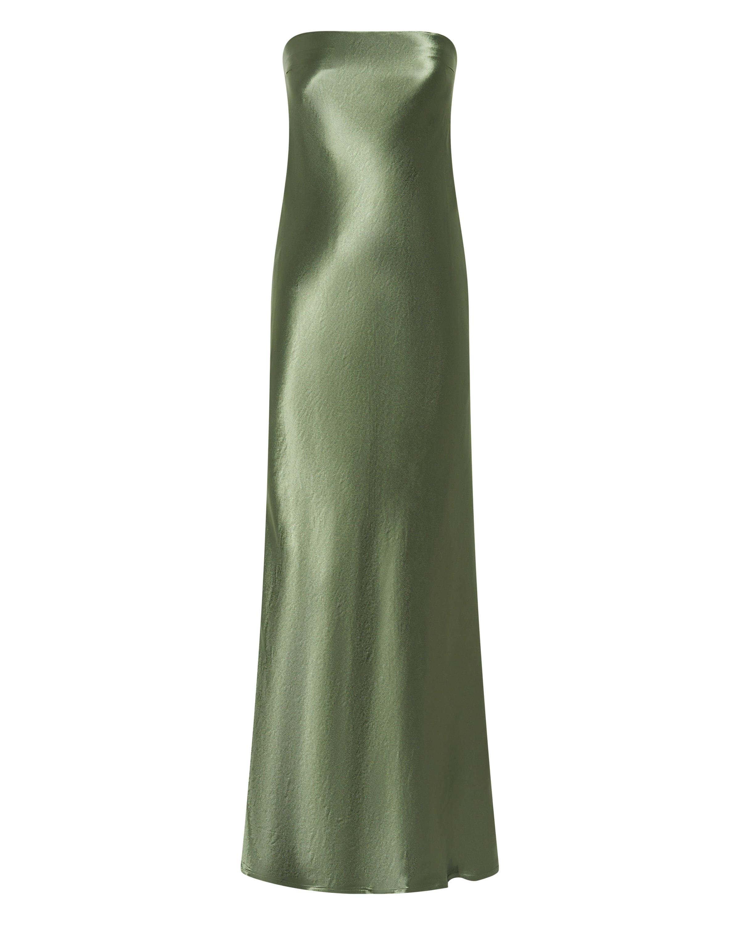 SATIN TIE BACK STRAPLESS MAXI | OLIVE THIRD FORM - International SATIN TIE BACK STRAPLESS MAXI | OLIVE THIRD FORM - International