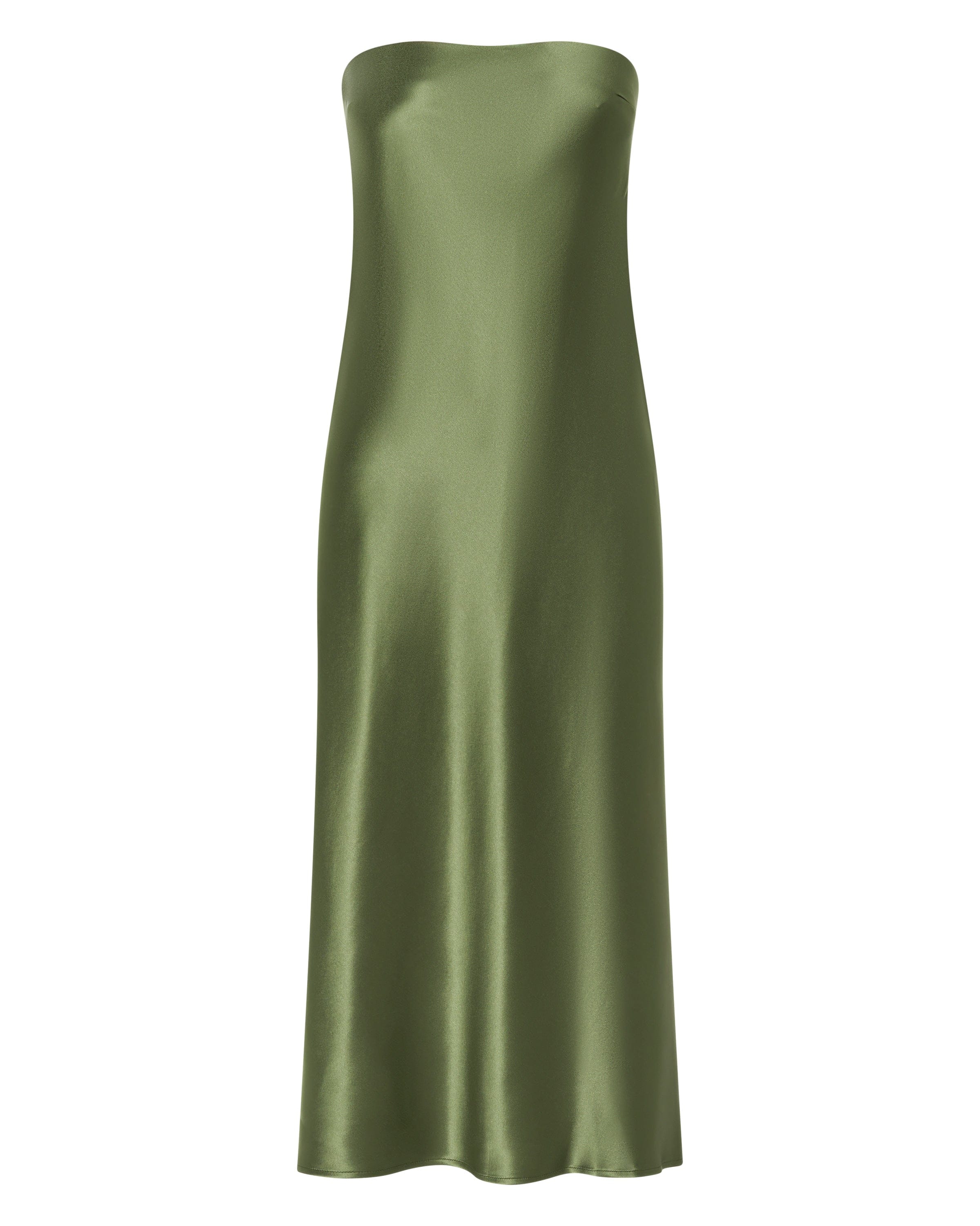 SATIN TIE BACK STRAPLESS MIDI | OLIVE THIRD FORM - International SATIN TIE BACK STRAPLESS MIDI | OLIVE THIRD FORM - International