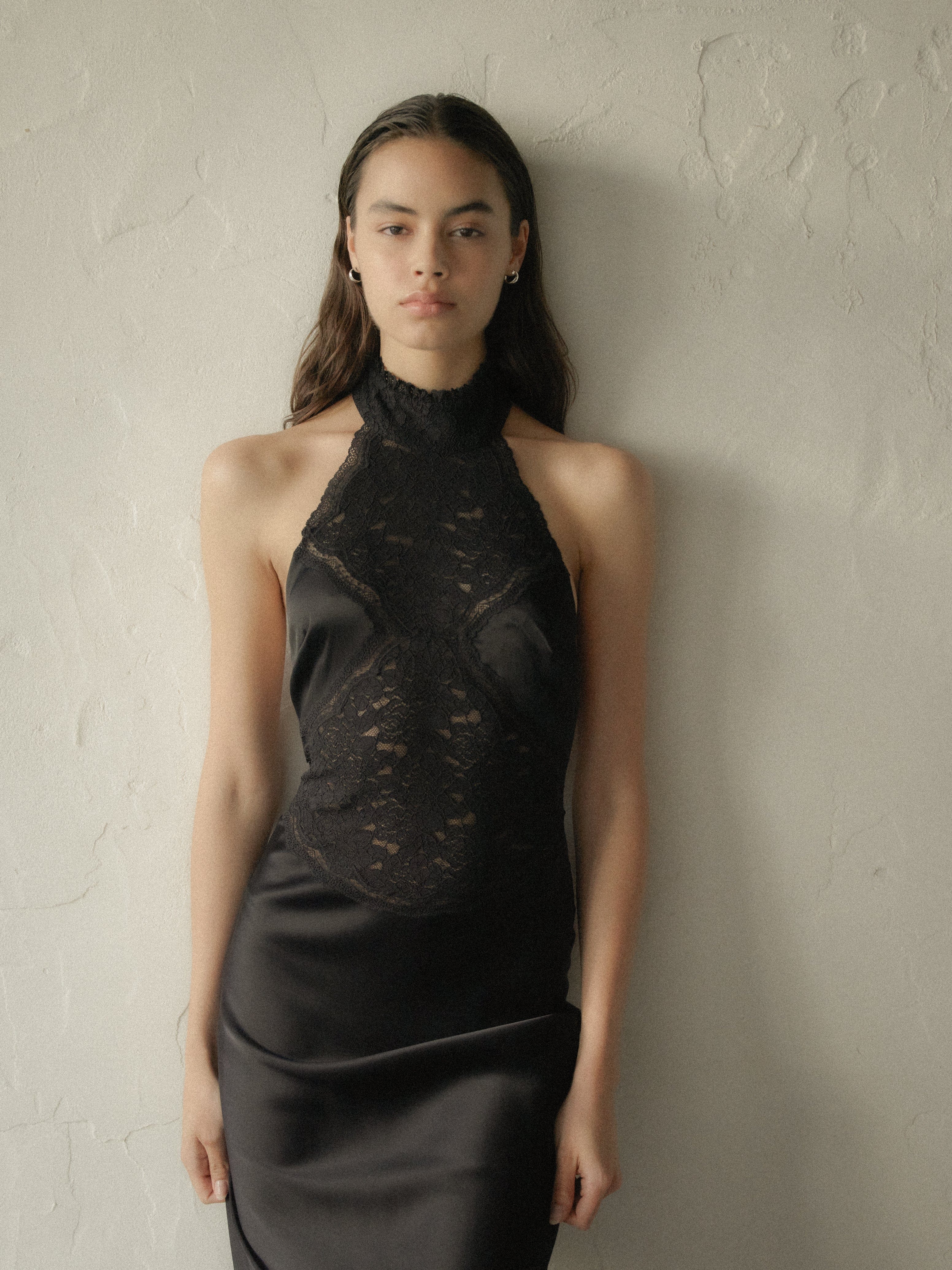 SERENADE LACE HALTER MAXI | BLACK THIRD FORM - International SERENADE LACE HALTER MAXI | BLACK THIRD FORM - International