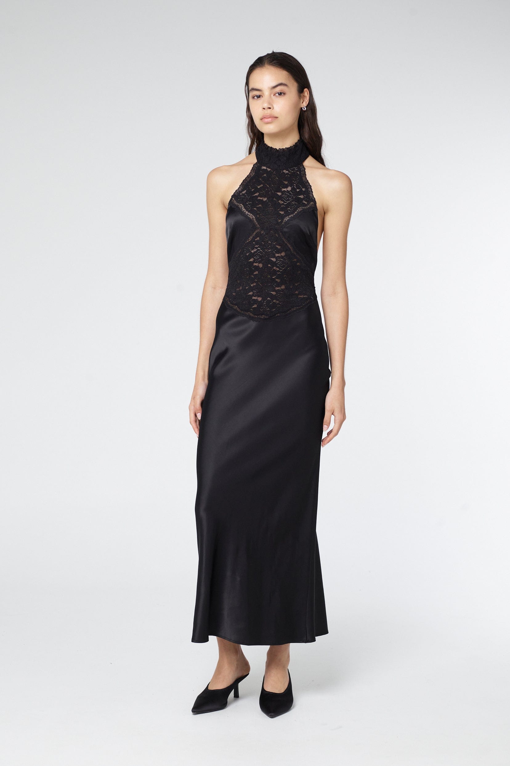 SERENADE LACE HALTER MAXI | BLACK THIRD FORM - International SERENADE LACE HALTER MAXI | BLACK THIRD FORM - International