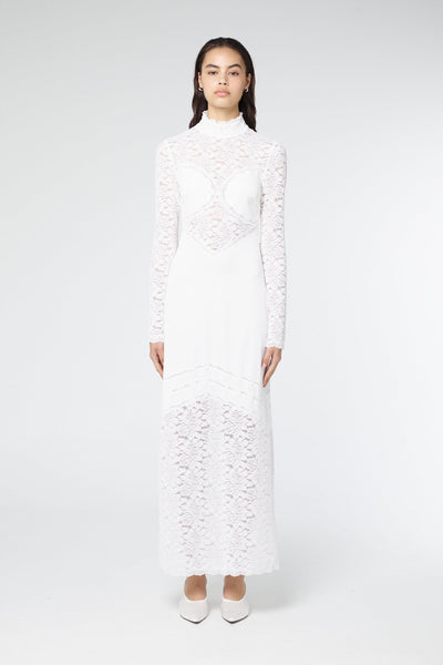 SERENADE LACE LONG SLEEVE DRESS | GARDENIA — THIRD FORM