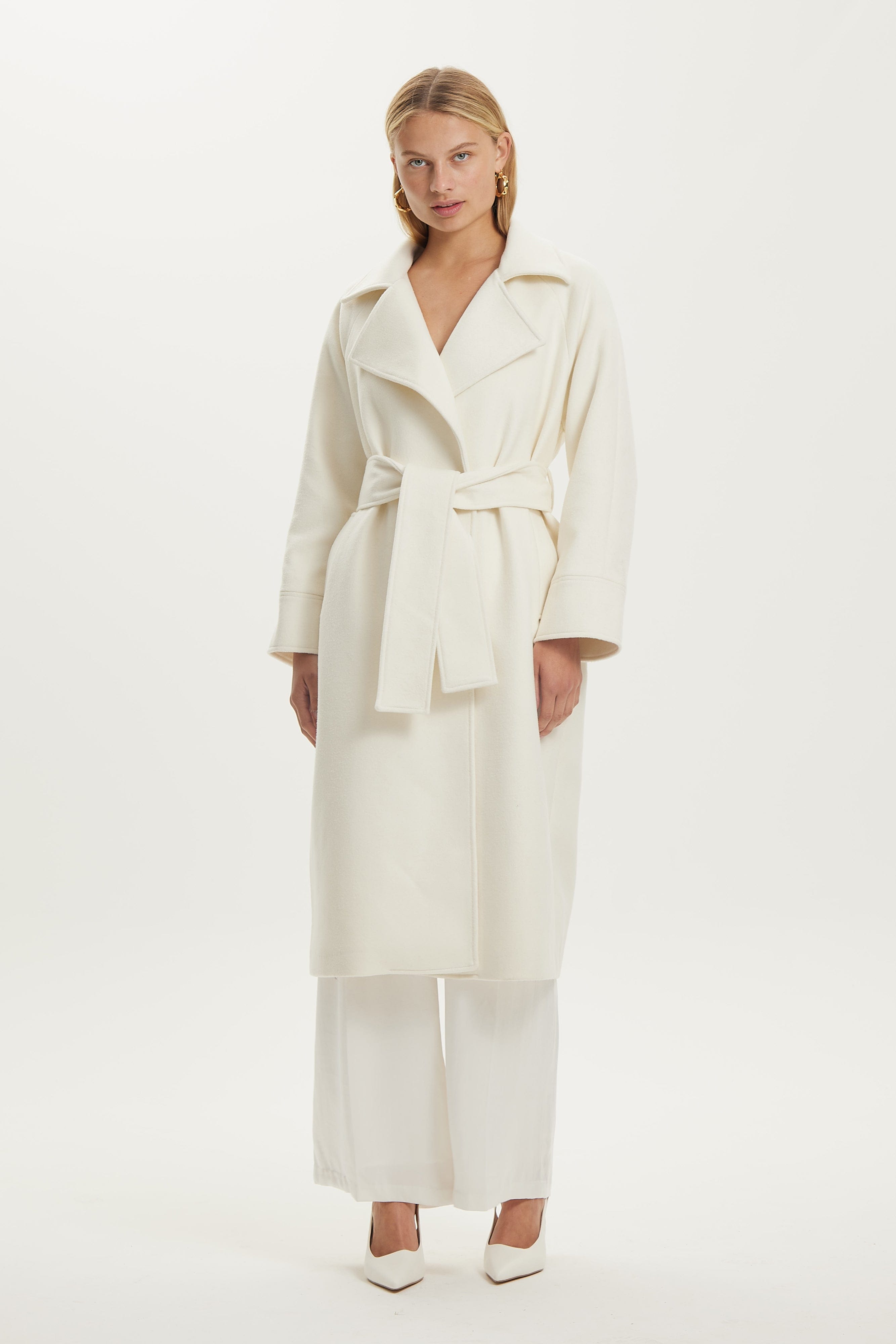 UNCOVER WOOLEN TRENCH COAT, CREAM, THIRD FORM, Women's Fashion on Sale