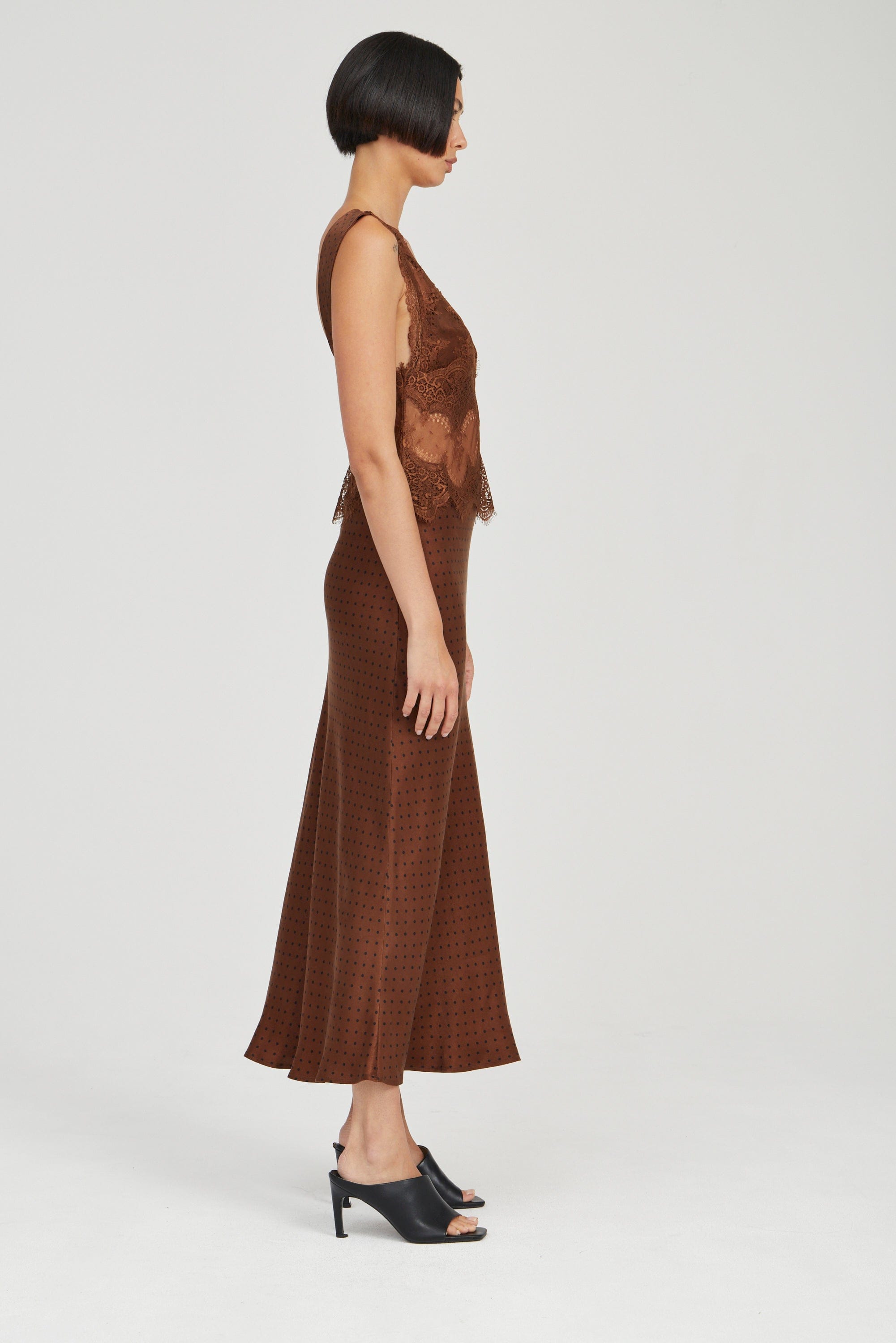 VISIONS LACE DEEP V MAXI DRESS | CHOCOLATE POLKA DOT | THIRD FORM | Women's Australian Fashion THIRD FORM - International VISIONS LACE DEEP V MAXI DRESS | CHOCOLATE POLKA DOT | THIRD FORM | Women's Australian Fashion THIRD FORM - International