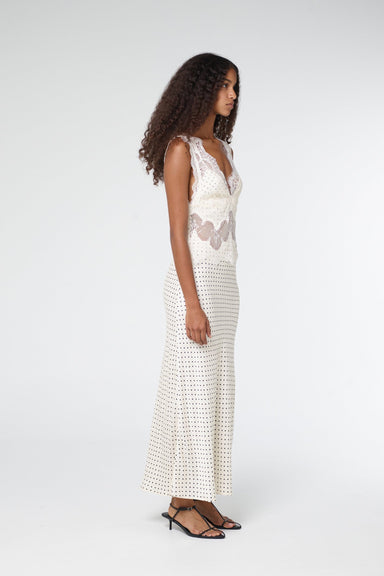 THIRD FORM VISIONS LACE DEEP V MAXI DRESS | CREAM POLKA DOT