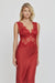 THIRD FORM VISIONS LACE DEEP V MAXI DRESS | CRIMSON