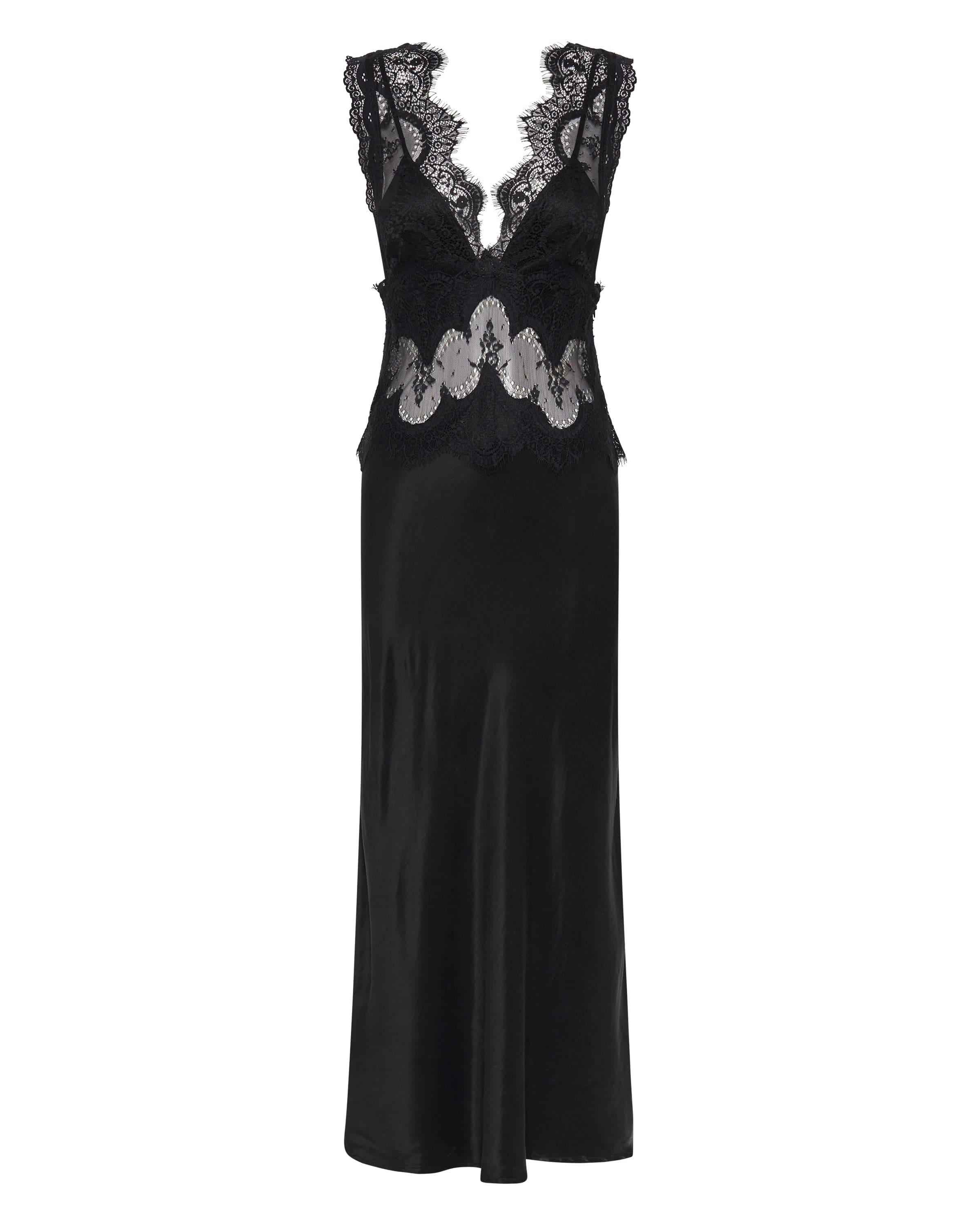 VISIONS LACE DEEP V MAXI DRESS | EBONY THIRD FORM - International VISIONS LACE DEEP V MAXI DRESS | EBONY THIRD FORM - International