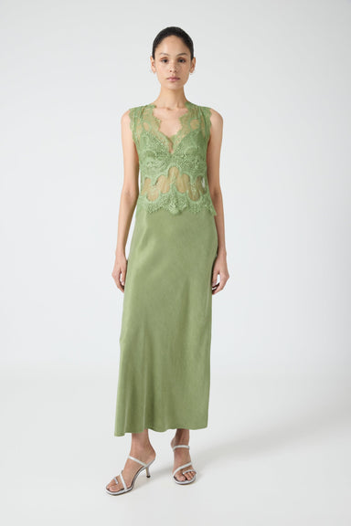 THIRD FORM VISIONS LACE DEEP V MAXI DRESS | SAGE