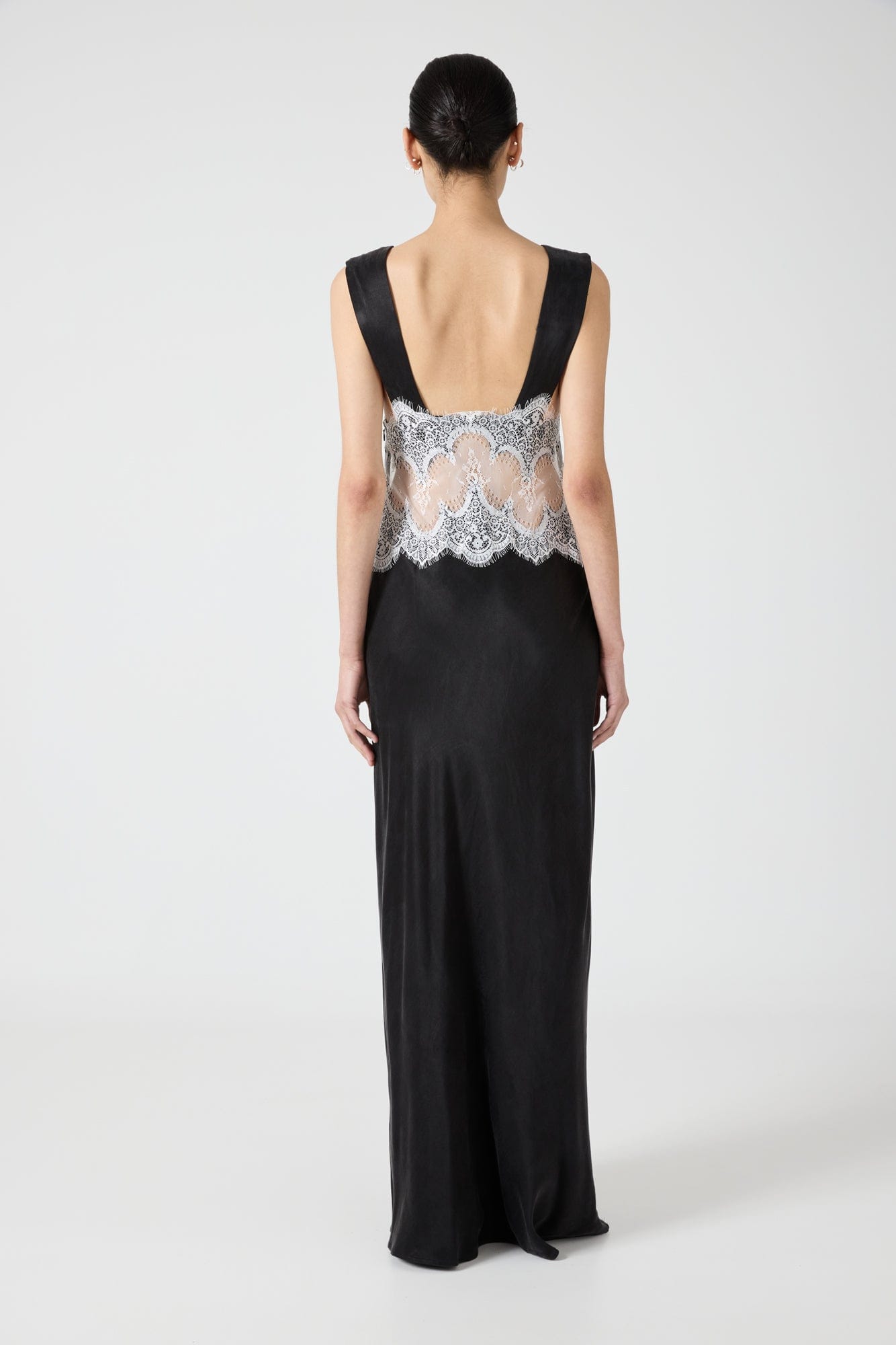 VISIONS LACE FLOOR LENGTH DRESS | BLACK & WHITE THIRD FORM - International VISIONS LACE FLOOR LENGTH DRESS | BLACK & WHITE THIRD FORM - International