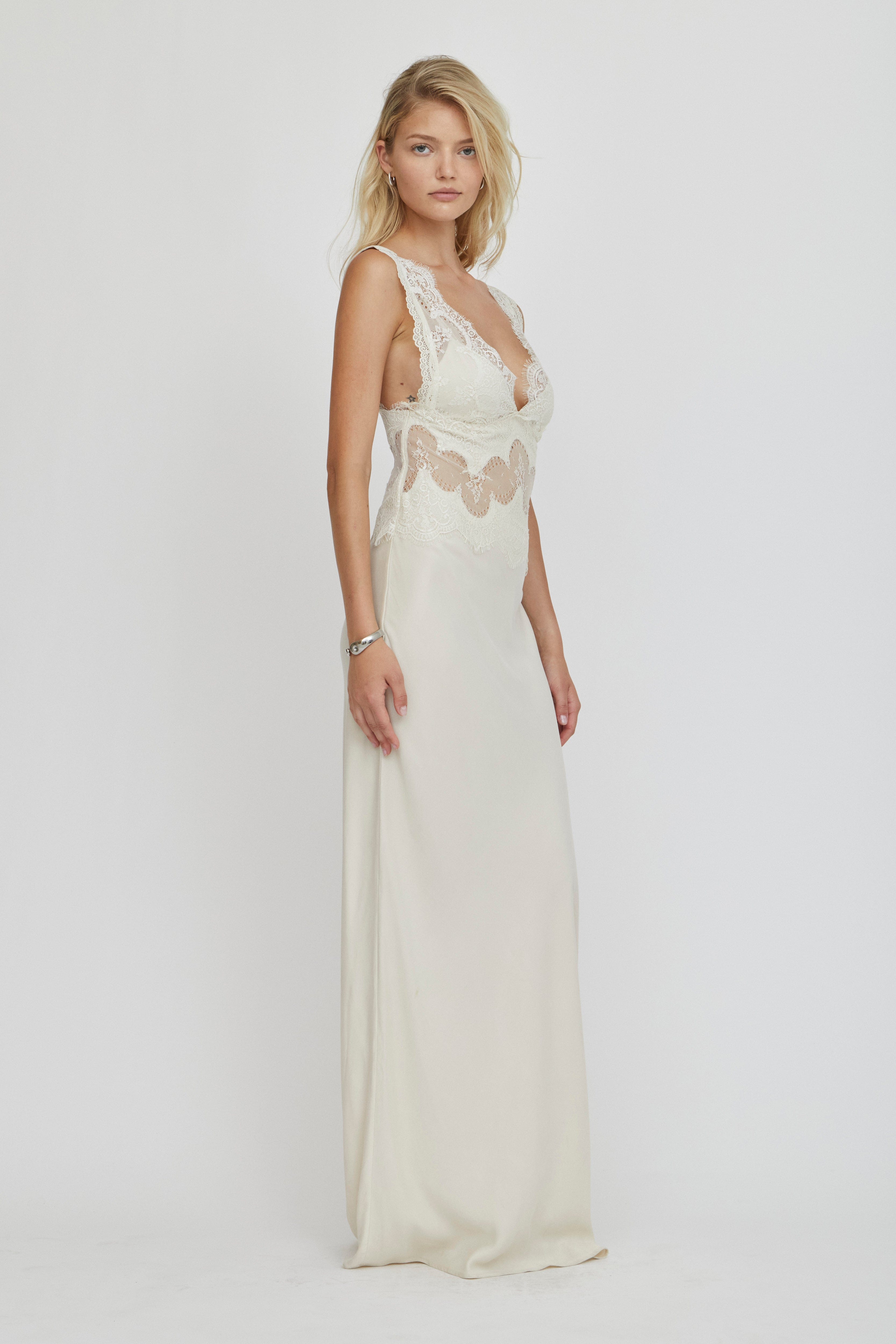 VISIONS LACE FLOOR LENGTH DRESS | BUTTERCREAM | THIRD FORM | Women's Australian Fashion THIRD FORM - International VISIONS LACE FLOOR LENGTH DRESS | BUTTERCREAM | THIRD FORM | Women's Australian Fashion THIRD FORM - International