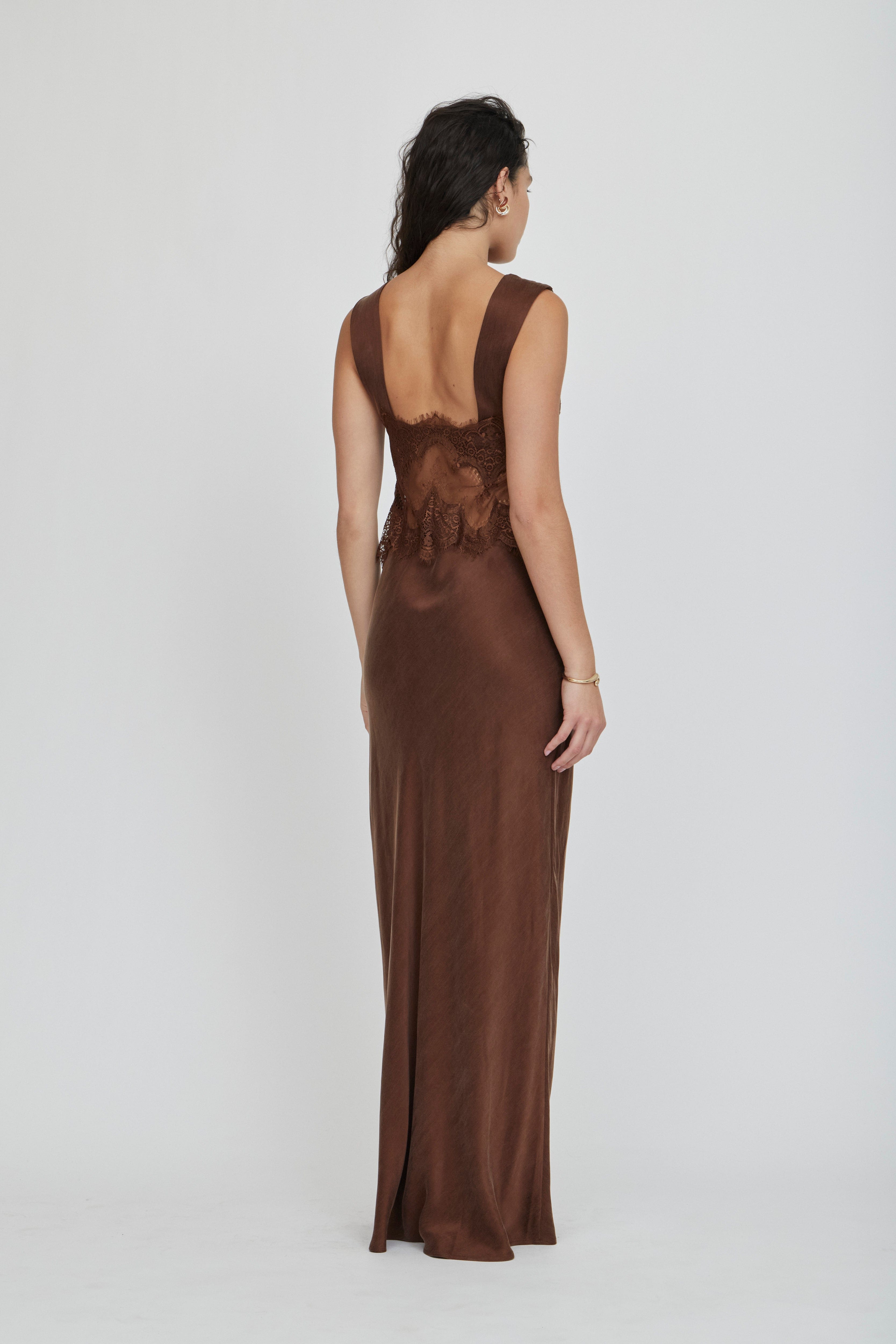 VISIONS LACE FLOOR LENGTH DRESS | CHOCOLATE | THIRD FORM | Women's Australian Fashion THIRD FORM - International VISIONS LACE FLOOR LENGTH DRESS | CHOCOLATE | THIRD FORM | Women's Australian Fashion THIRD FORM - International