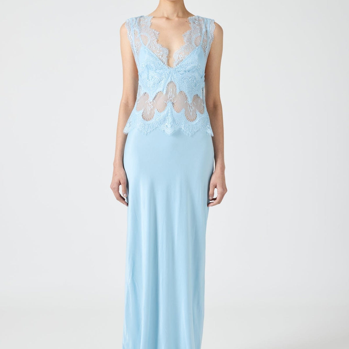 VISIONS LACE FLOOR LENGTH DRESS | SKY BLUE THIRD FORM - International VISIONS LACE FLOOR LENGTH DRESS | SKY BLUE THIRD FORM - International