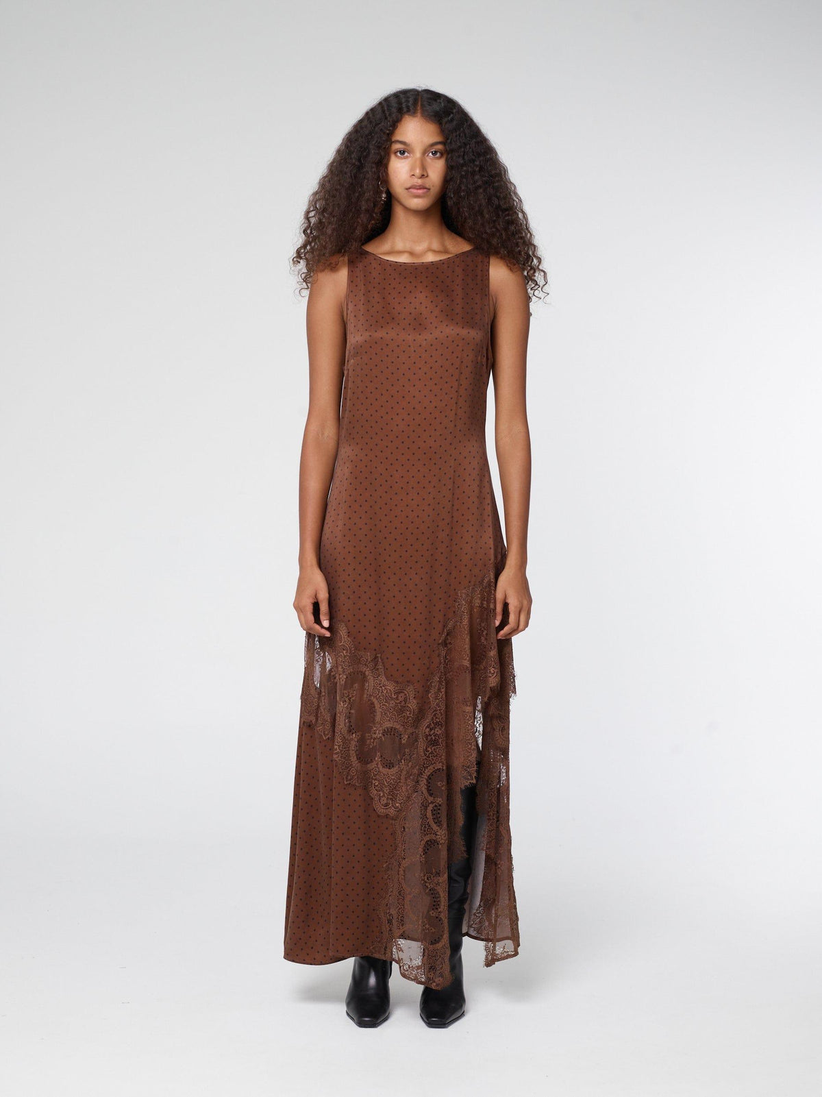 VISIONS LACE FRILL DRESS | CHOCOLATE POLKA DOT | THIRD FORM