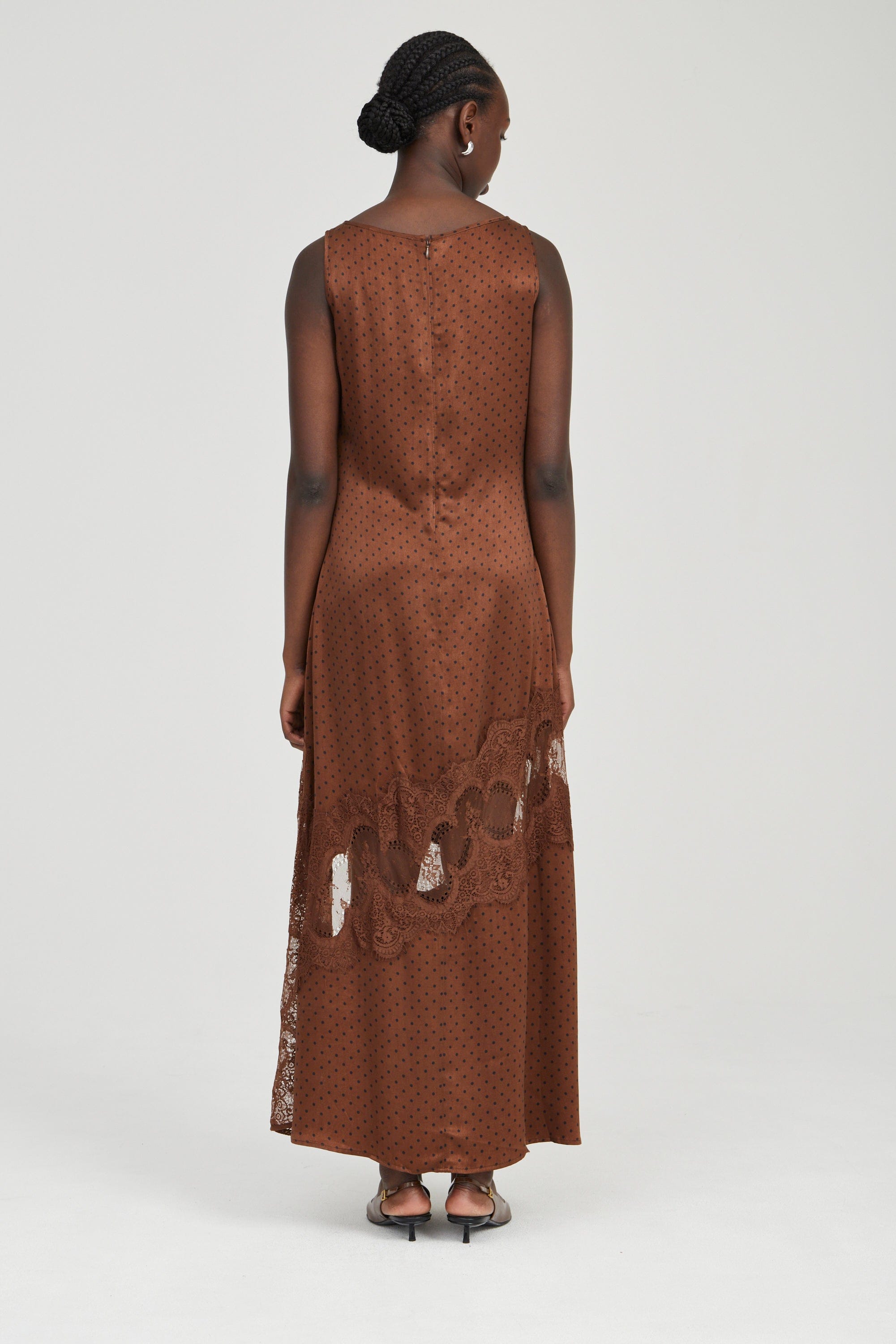 VISIONS LACE FRILL DRESS | CHOCOLATE POLKA DOT | THIRD FORM | Women's Australian Fashion THIRD FORM - International VISIONS LACE FRILL DRESS | CHOCOLATE POLKA DOT | THIRD FORM | Women's Australian Fashion THIRD FORM - International