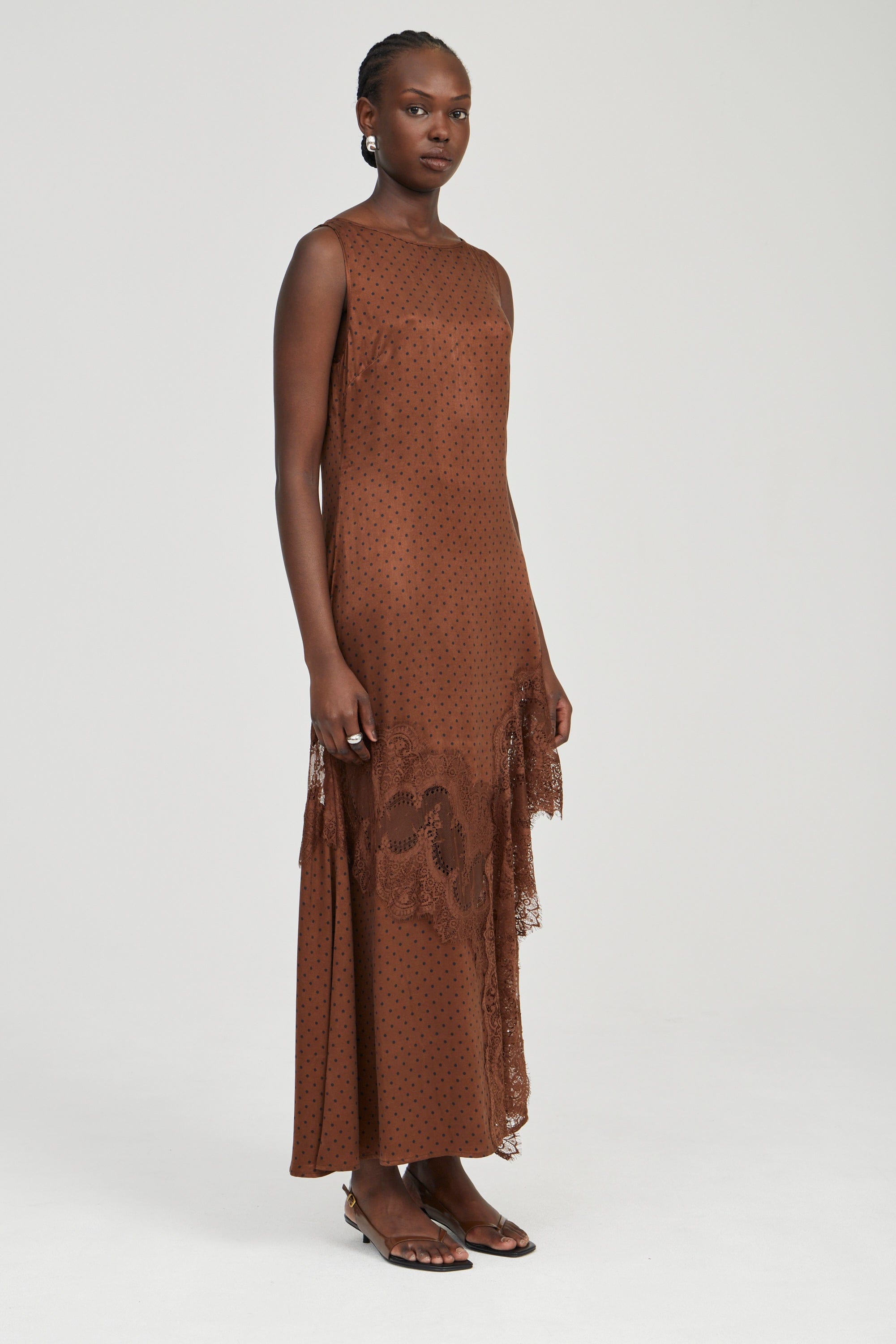 VISIONS LACE FRILL DRESS | CHOCOLATE POLKA DOT | THIRD FORM | Women's Australian Fashion THIRD FORM - International VISIONS LACE FRILL DRESS | CHOCOLATE POLKA DOT | THIRD FORM | Women's Australian Fashion THIRD FORM - International