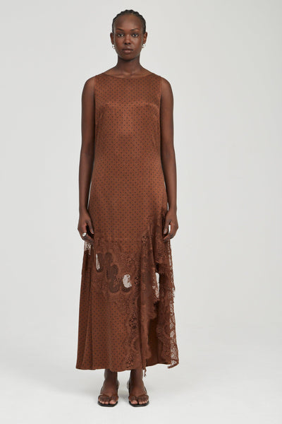 VISIONS LACE FRILL DRESS | CHOCOLATE POLKA DOT | THIRD FORM