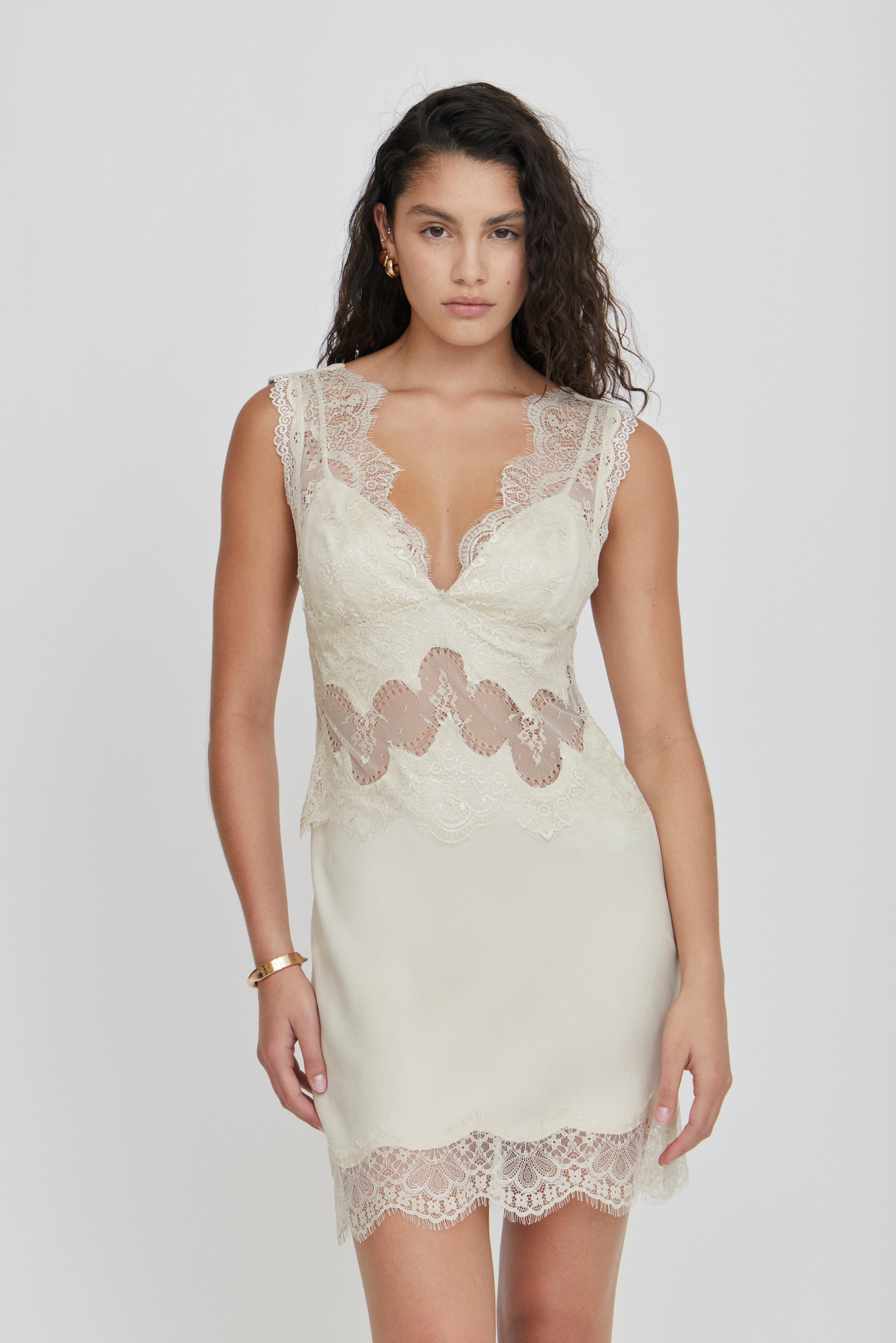 VISIONS LACE MINI DRESS | BUTTERCREAM | THIRD FORM | Women's Australian Fashion THIRD FORM - International VISIONS LACE MINI DRESS | BUTTERCREAM | THIRD FORM | Women's Australian Fashion THIRD FORM - International