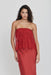 THIRD FORM ILLUSION PETITE LACE STRAPLESS MAXI DRESS | CRIMSON
