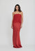 THIRD FORM ILLUSION PETITE LACE STRAPLESS MAXI DRESS | CRIMSON