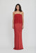 THIRD FORM ILLUSION PETITE LACE STRAPLESS MAXI DRESS | CRIMSON